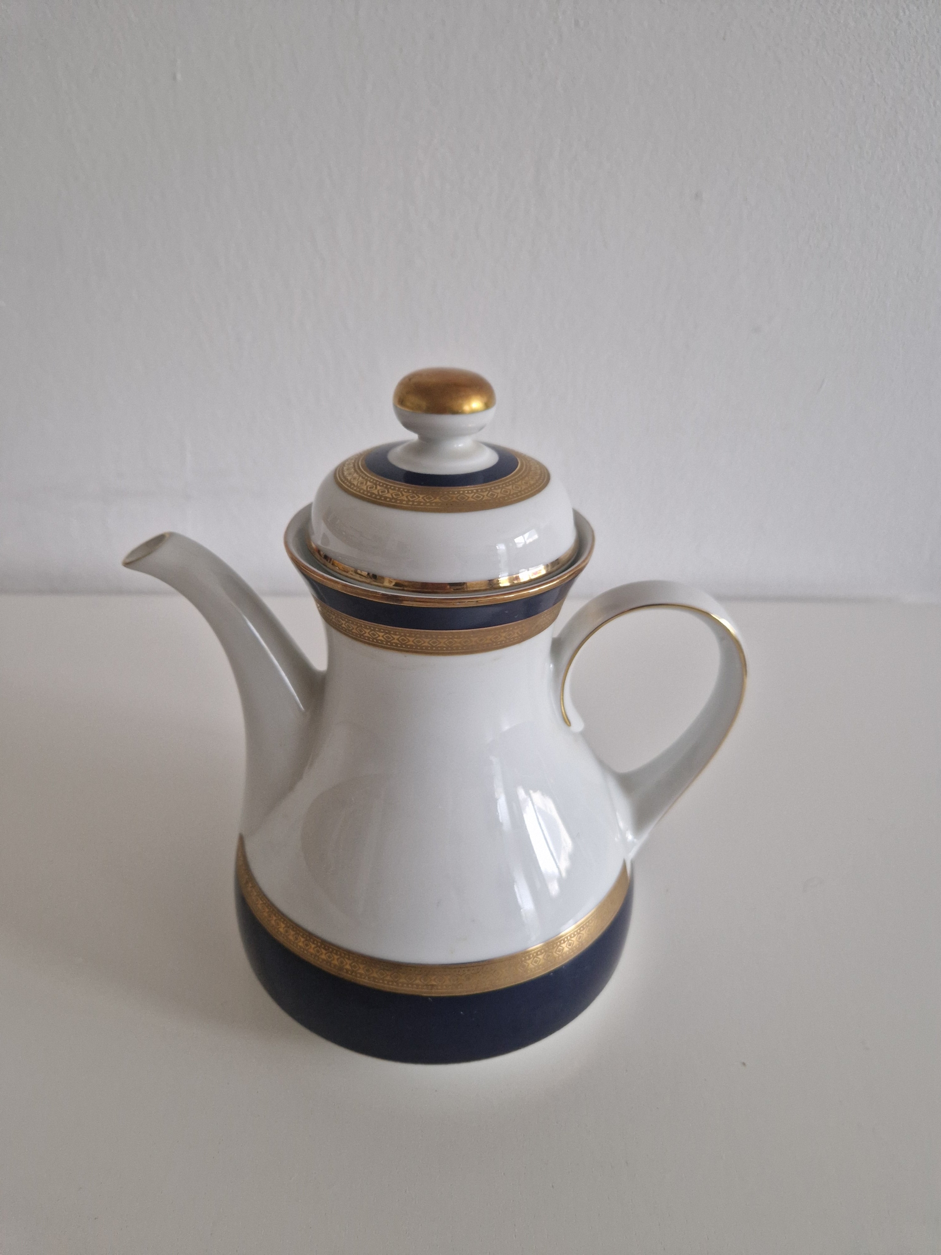 Winterling Bavaria – Service à café en porcelaine bleu cobalt et or – 15 pièces, Marktleuthen