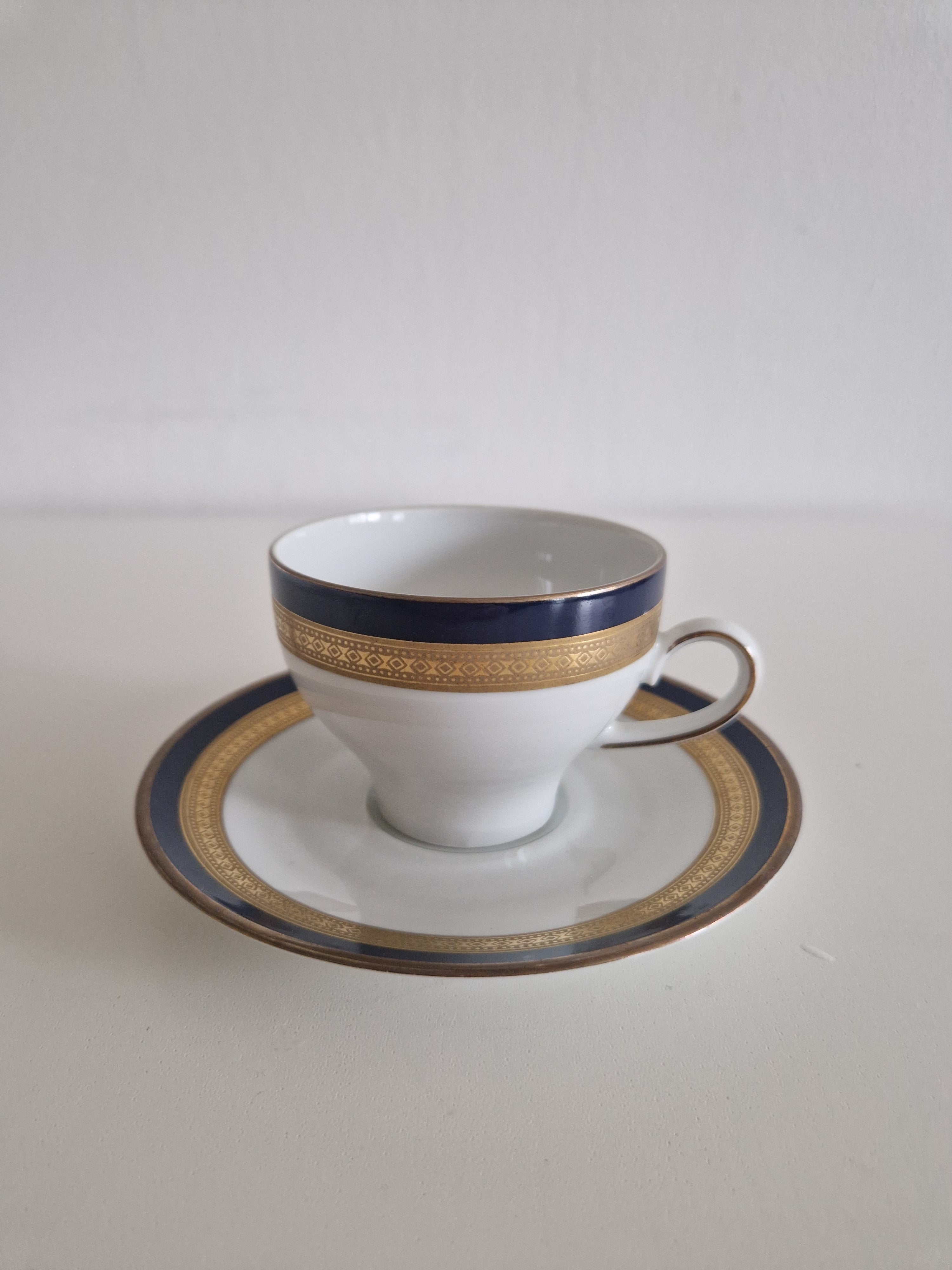 Winterling Bavaria – Service à café en porcelaine bleu cobalt et or – 15 pièces, Marktleuthen
