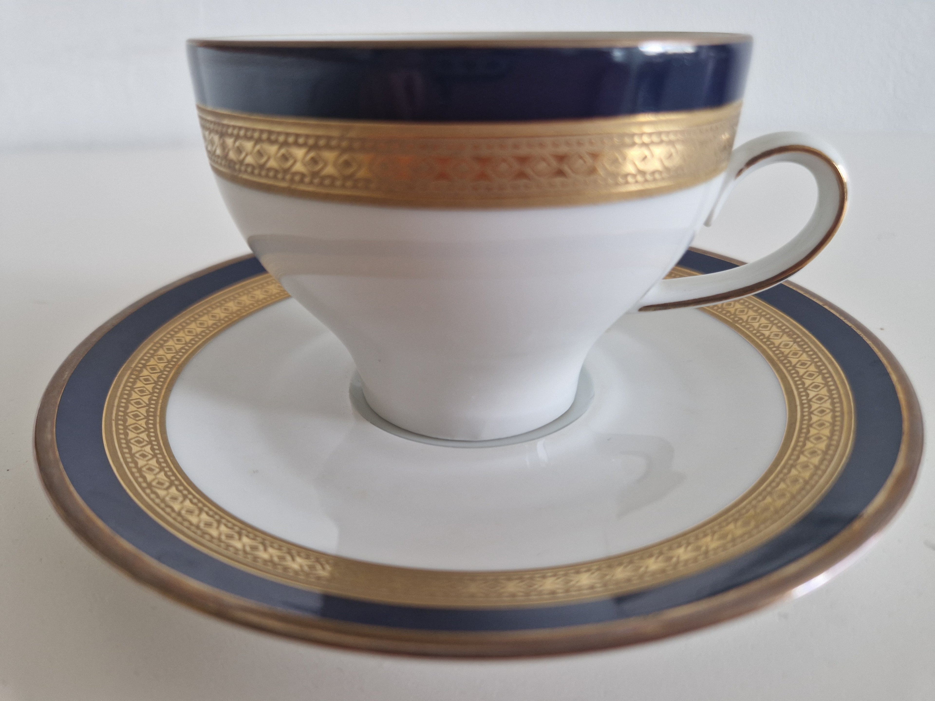 Winterling Bavaria – Service à café en porcelaine bleu cobalt et or – 15 pièces, Marktleuthen