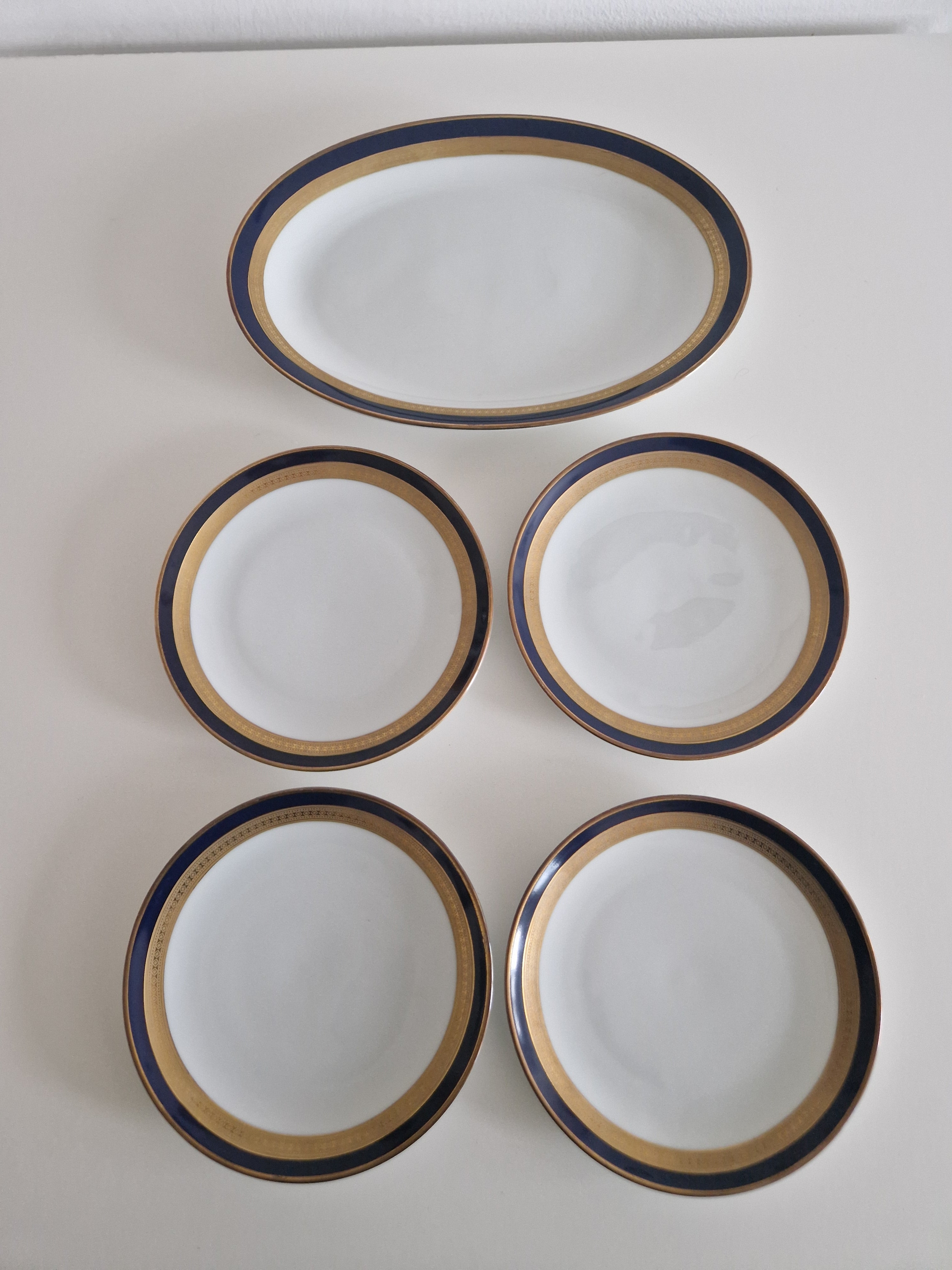 Winterling Bavaria – Service à café en porcelaine bleu cobalt et or – 15 pièces, Marktleuthen