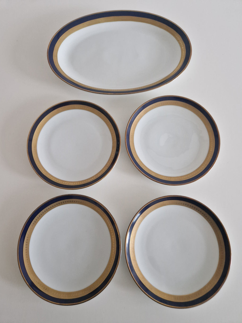 Winterling Bavaria – Service à café en porcelaine bleu cobalt et or – 15 pièces, Marktleuthen