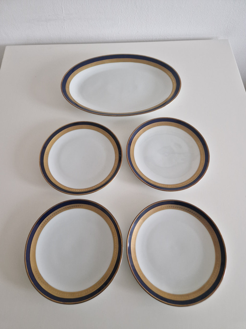 Winterling Bavaria – Service à café en porcelaine bleu cobalt et or – 15 pièces, Marktleuthen