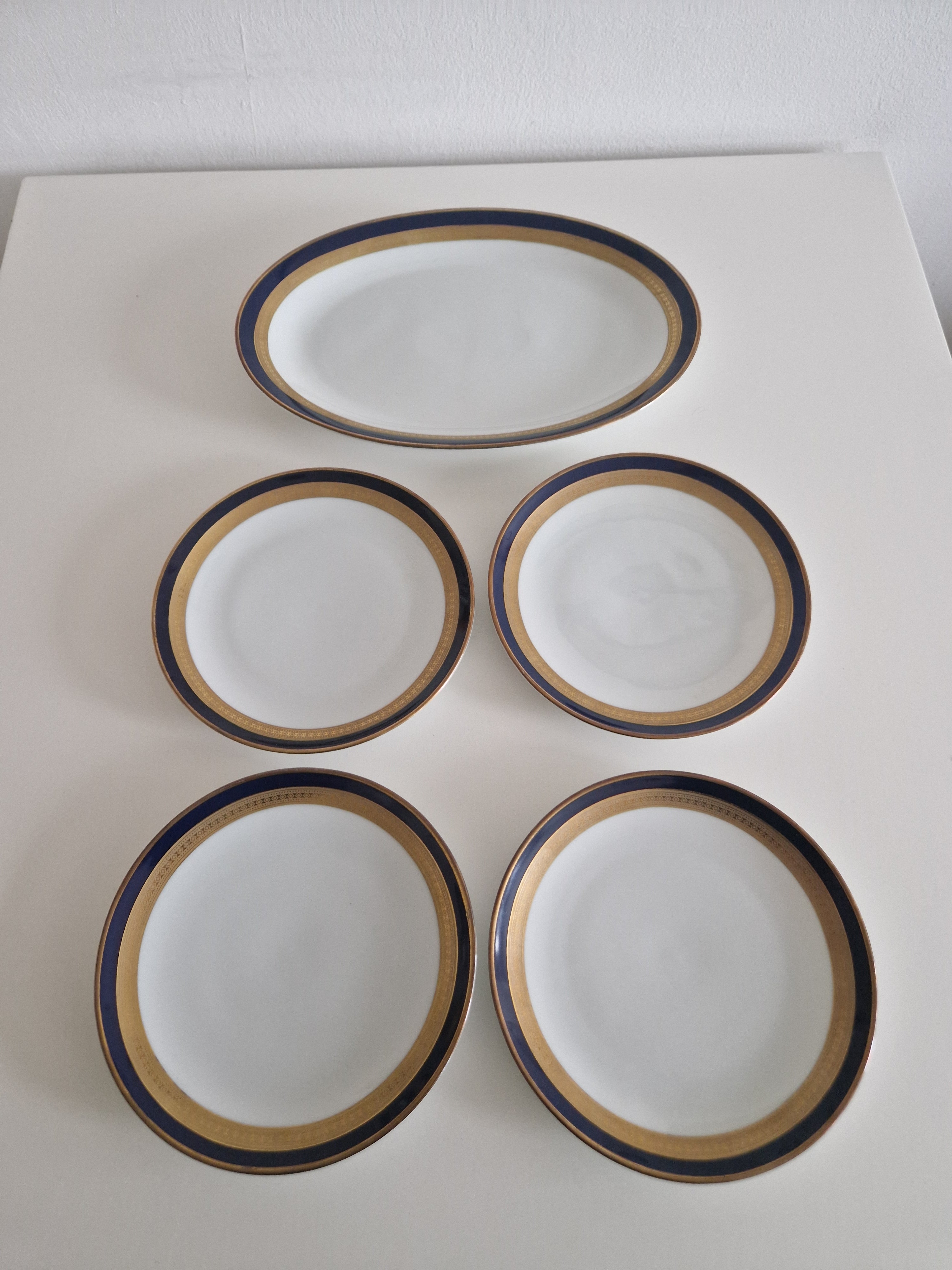 Winterling Bavaria – Service à café en porcelaine bleu cobalt et or – 15 pièces, Marktleuthen