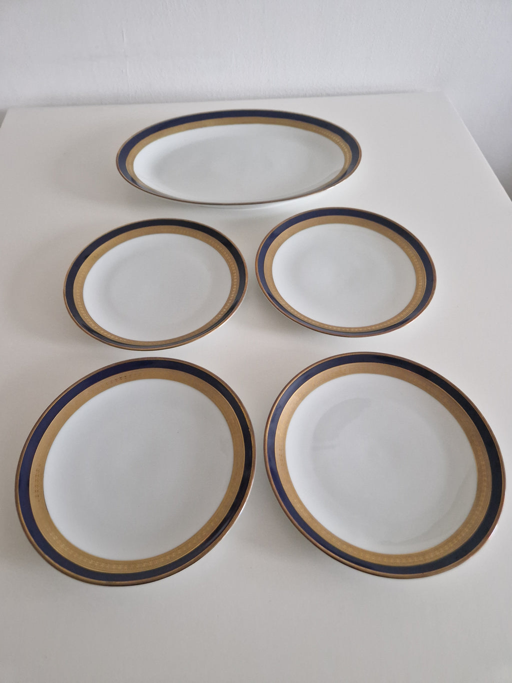 Winterling Bavaria – Service à café en porcelaine bleu cobalt et or – 15 pièces, Marktleuthen