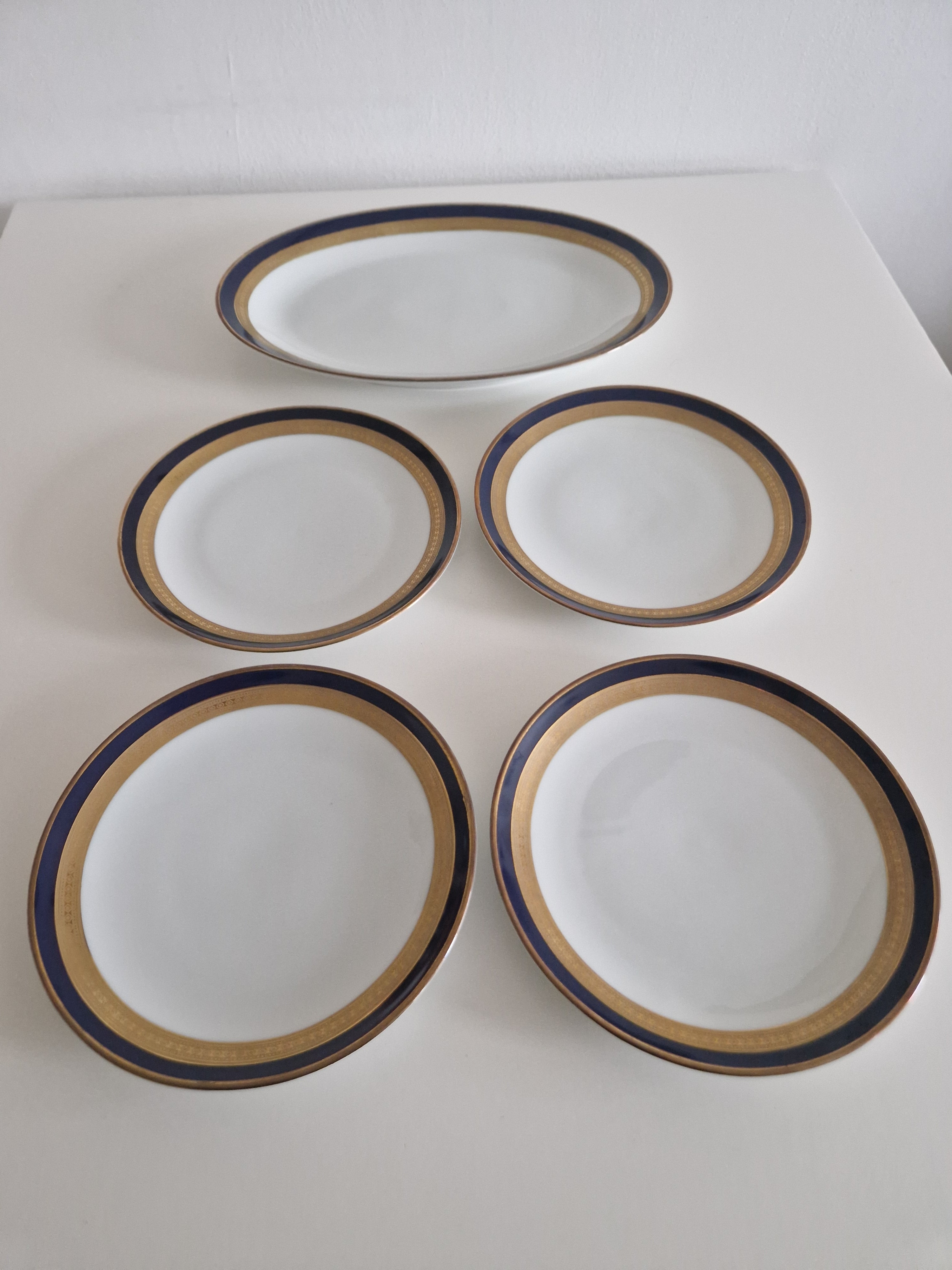 Winterling Bavaria – Service à café en porcelaine bleu cobalt et or – 15 pièces, Marktleuthen