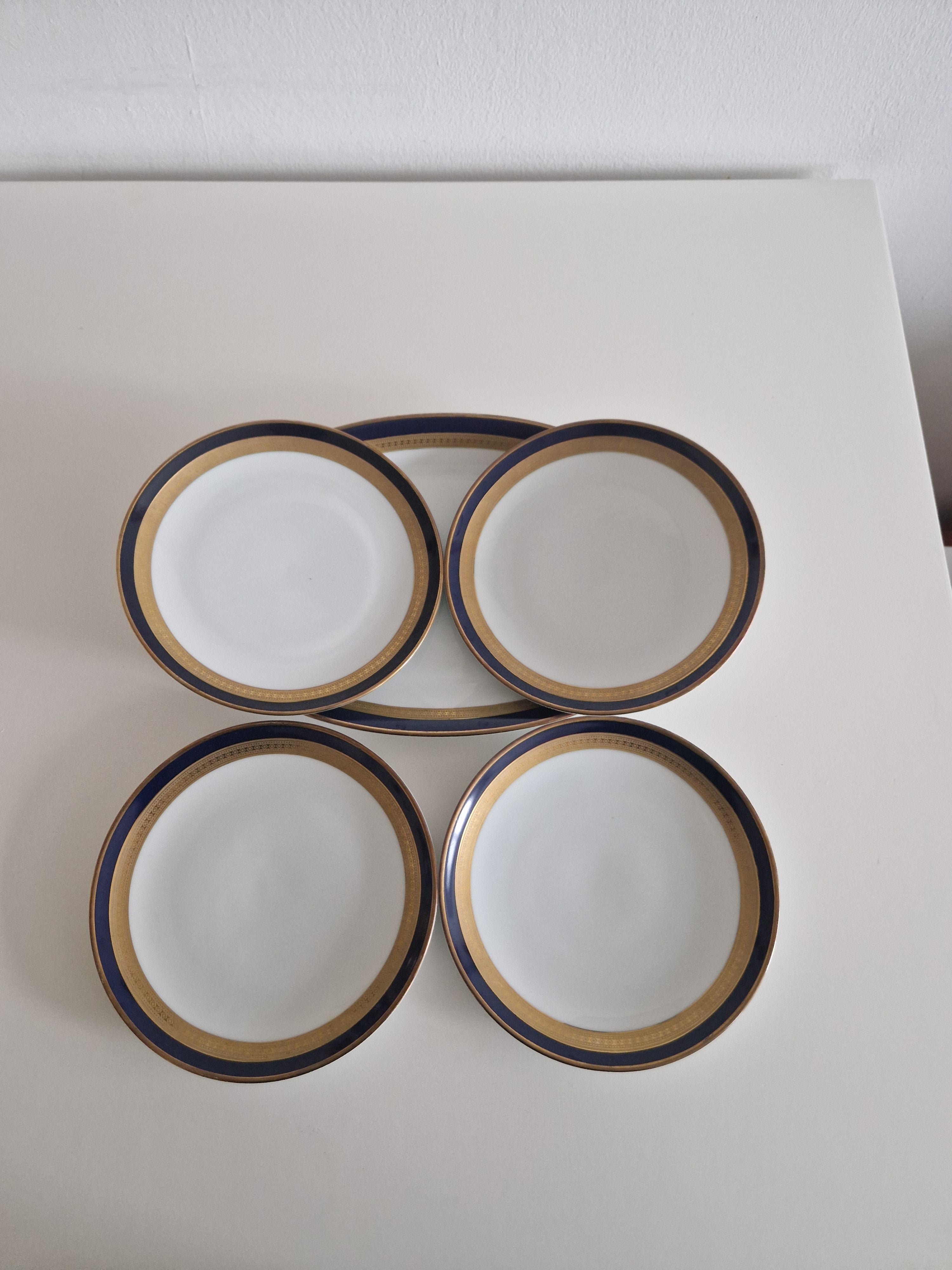 Winterling Bavaria – Service à café en porcelaine bleu cobalt et or – 15 pièces, Marktleuthen