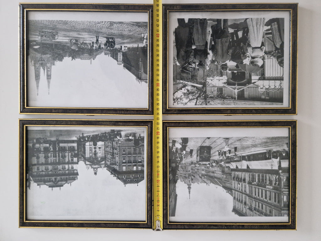 Set aus 4 gerahmten Schwarz-Weiß-Fotografien von Wien, um 1900 – Straßenszenen aus der Habsburgerzeit