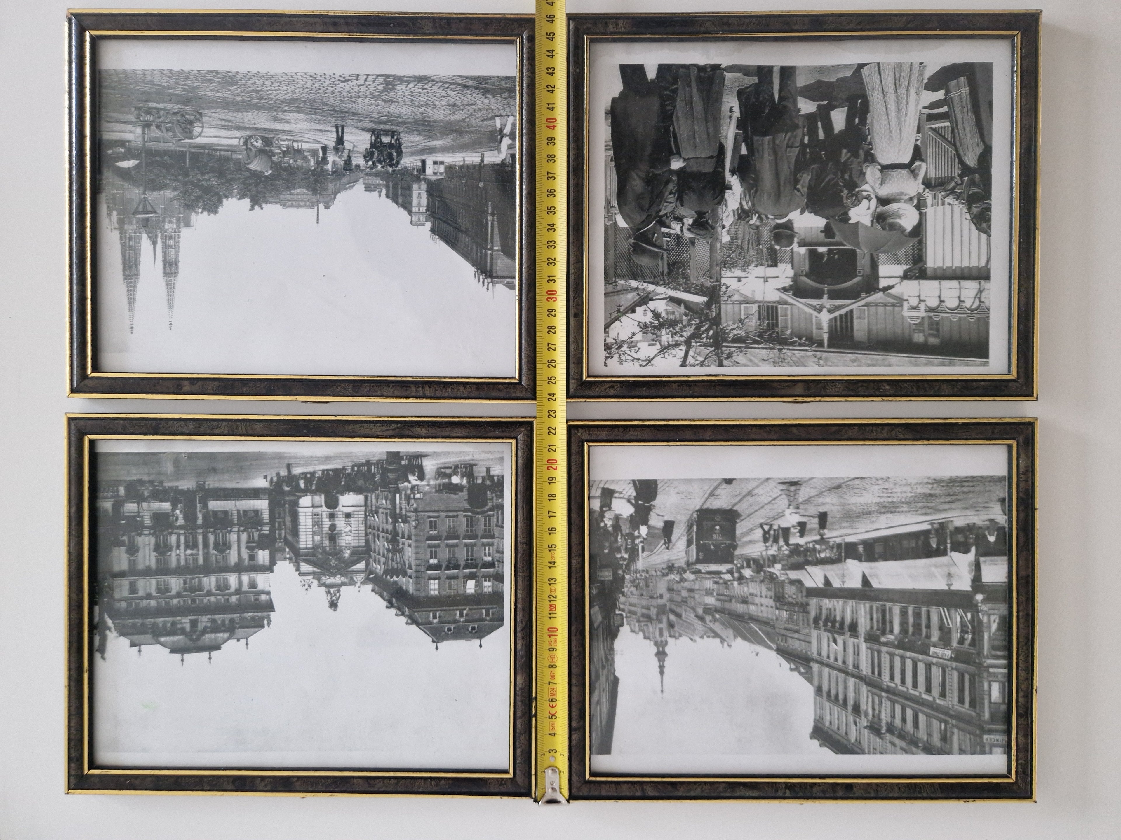 Set aus 4 gerahmten Schwarz-Weiß-Fotografien von Wien, um 1900 – Straßenszenen aus der Habsburgerzeit