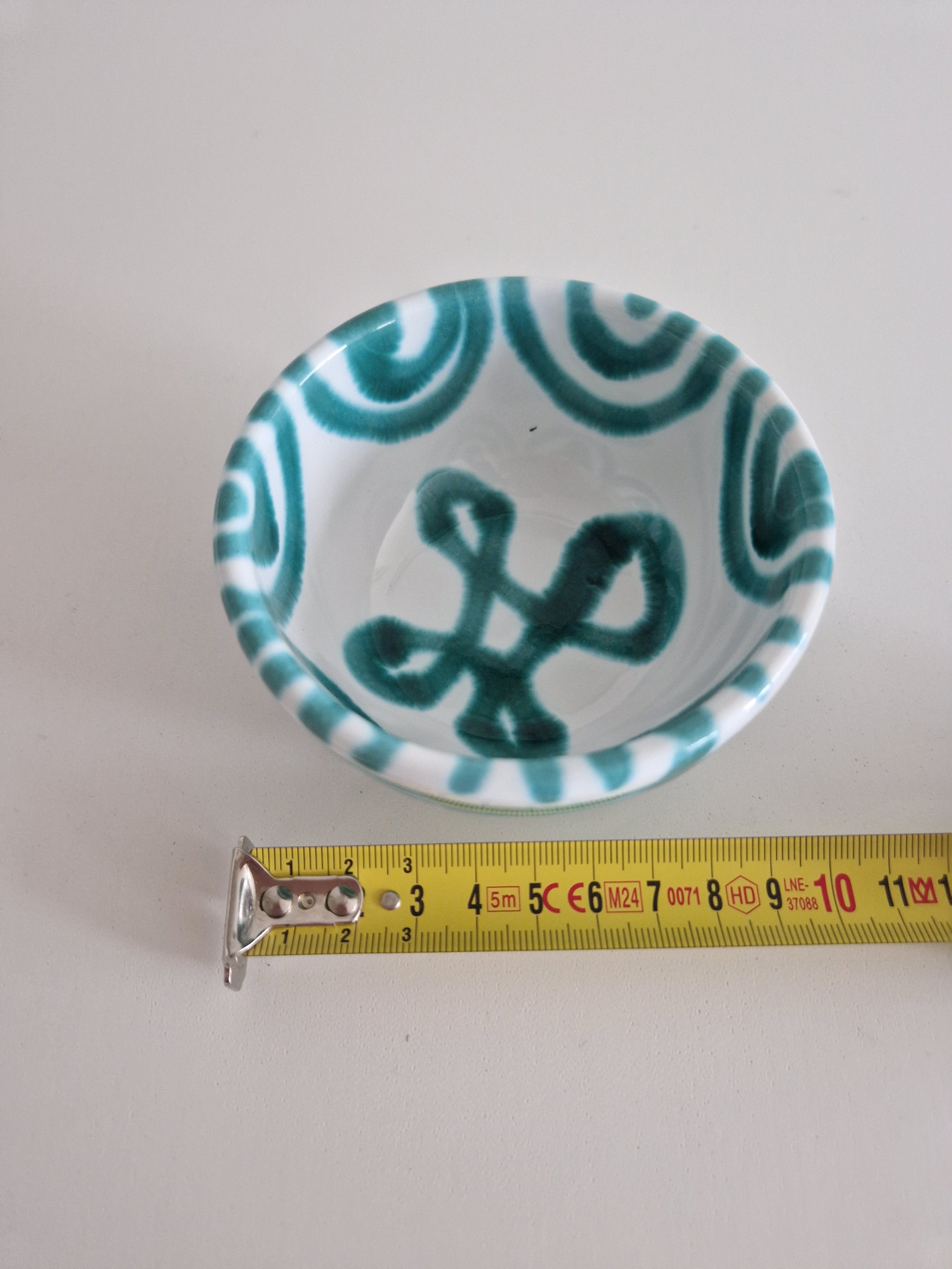 Gmundner Keramik Austria Hand-Painted Small Bowl — Grün Geflammt Pattern | Handmalerei