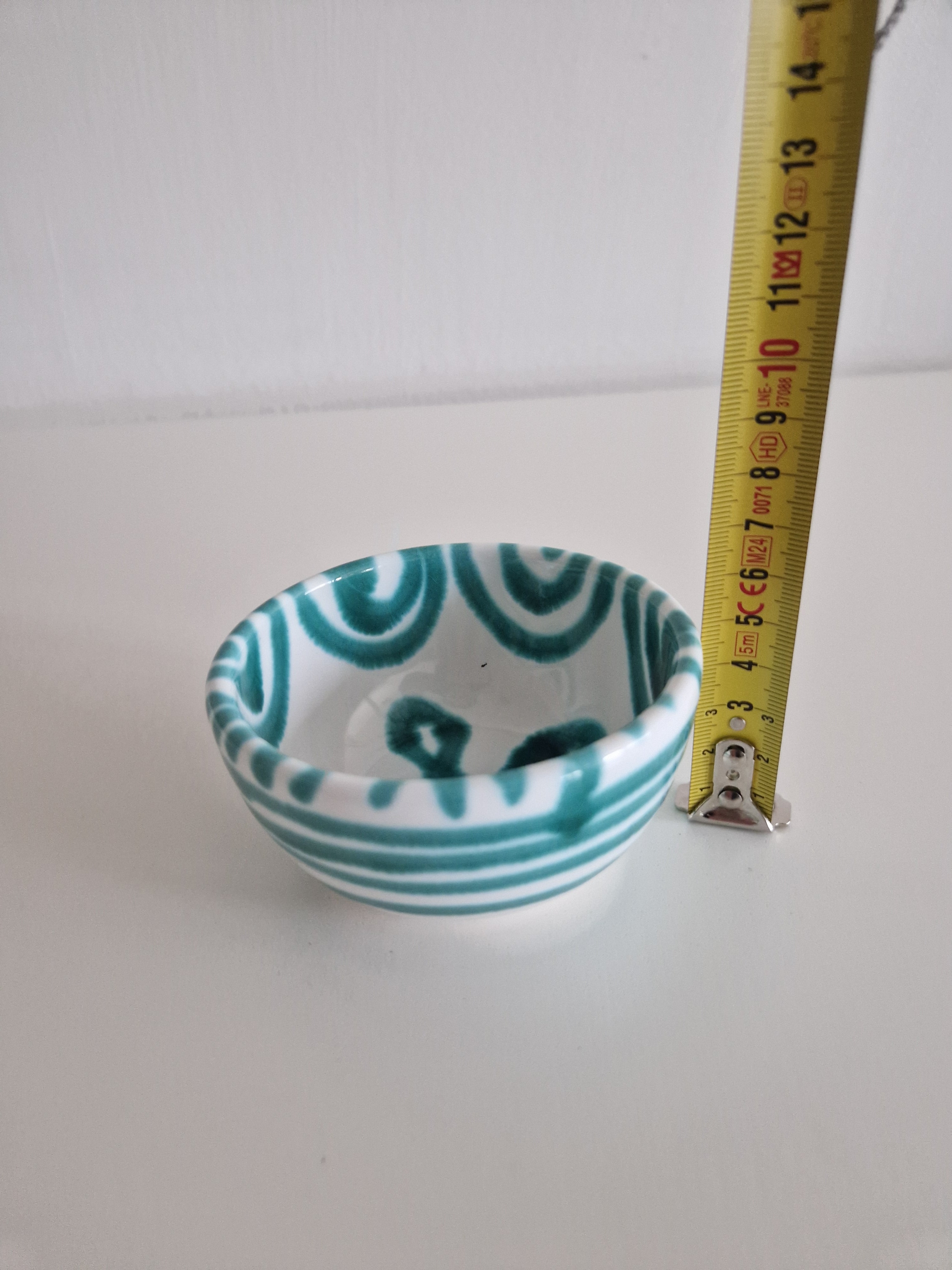 Gmundner Keramik Austria Hand-Painted Small Bowl — Grün Geflammt Pattern | Handmalerei