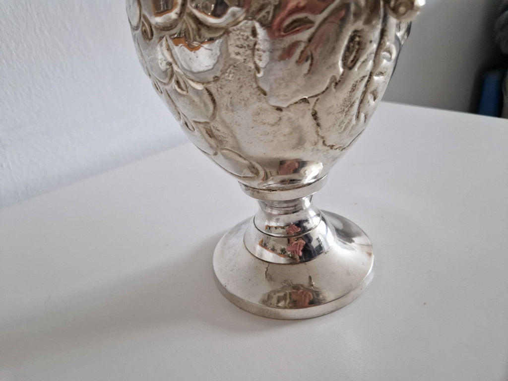 Antique Silver-Plated Cream Jug Repousse Floral Decoration Vintage Tableware