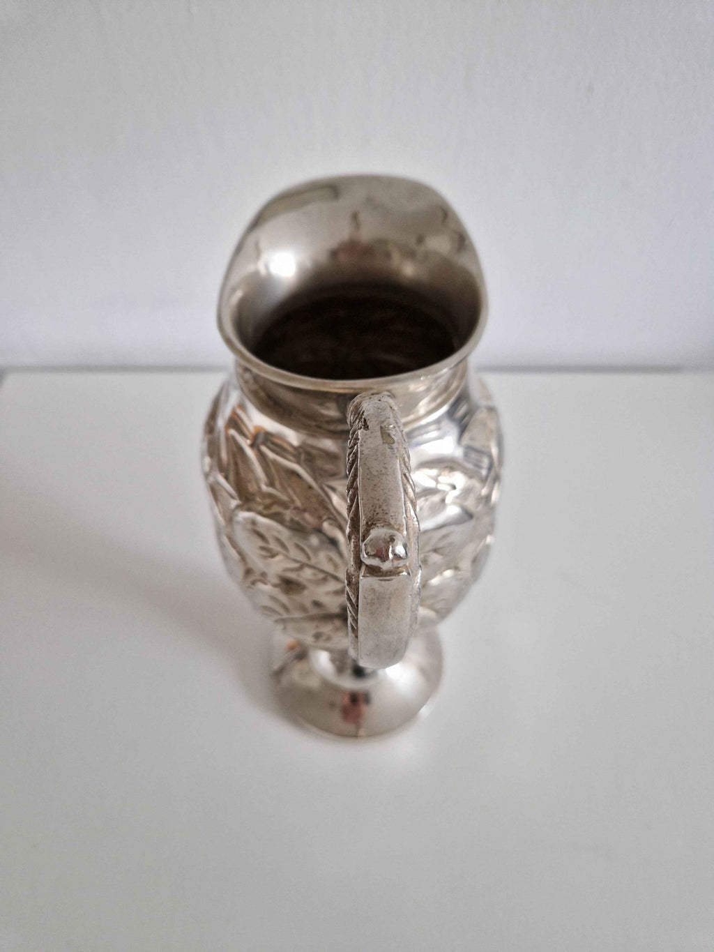 Antique Silver-Plated Cream Jug Repousse Floral Decoration Vintage Tableware
