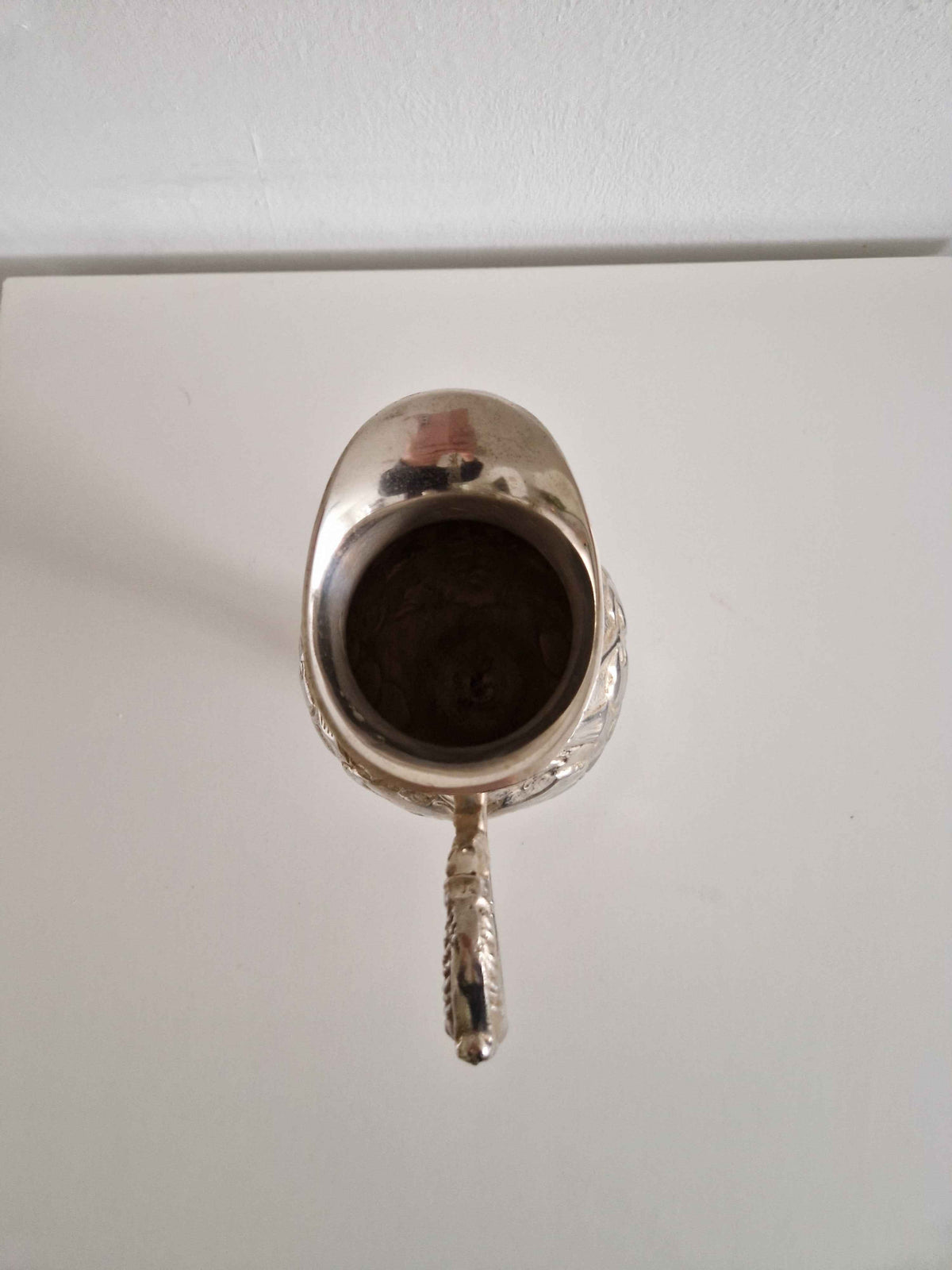Antique Silver-Plated Cream Jug Repousse Floral Decoration Vintage Tableware