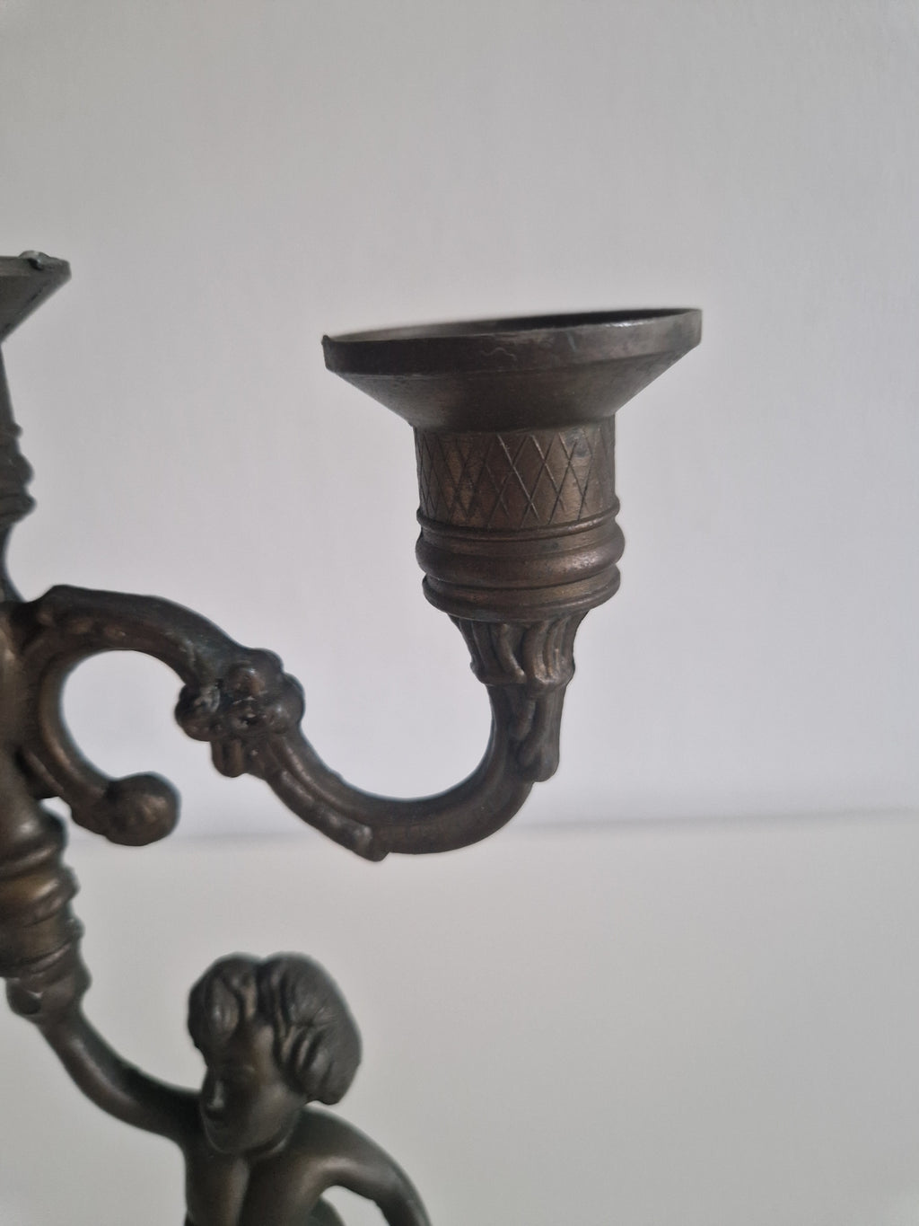 Vintage Cherub Candelabra | French Rococo 3-Arm Candle Holder with Dancing Putto Figure, c. Late 19th Century