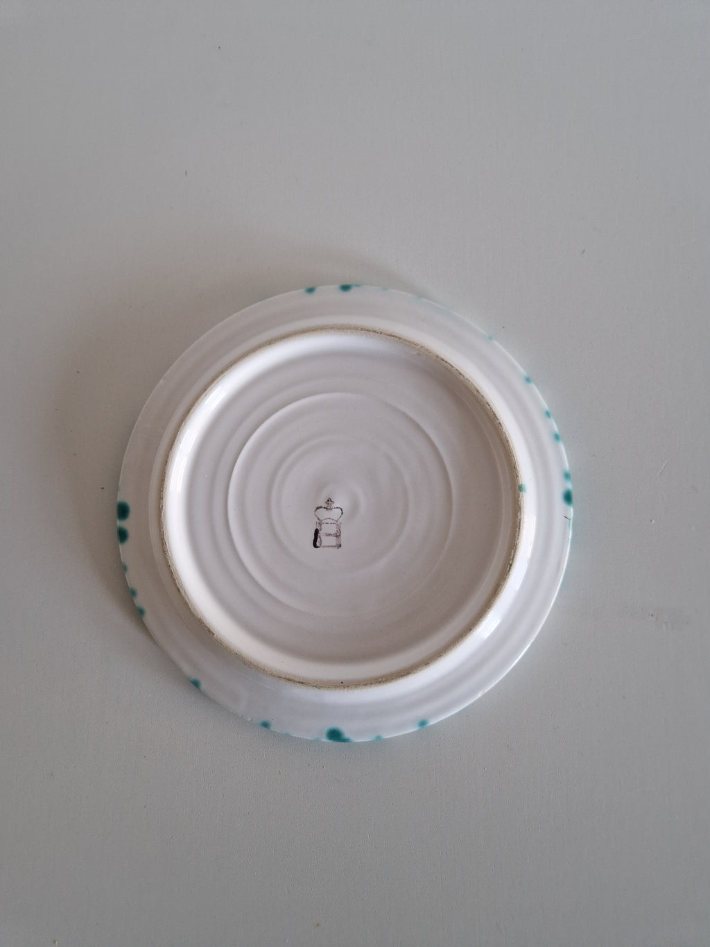 Vintage Gmundner Keramik Butter Dish | Austrian Folk Ceramics | Teal Landlinie Stripe Pattern, c. Mid-20th Century