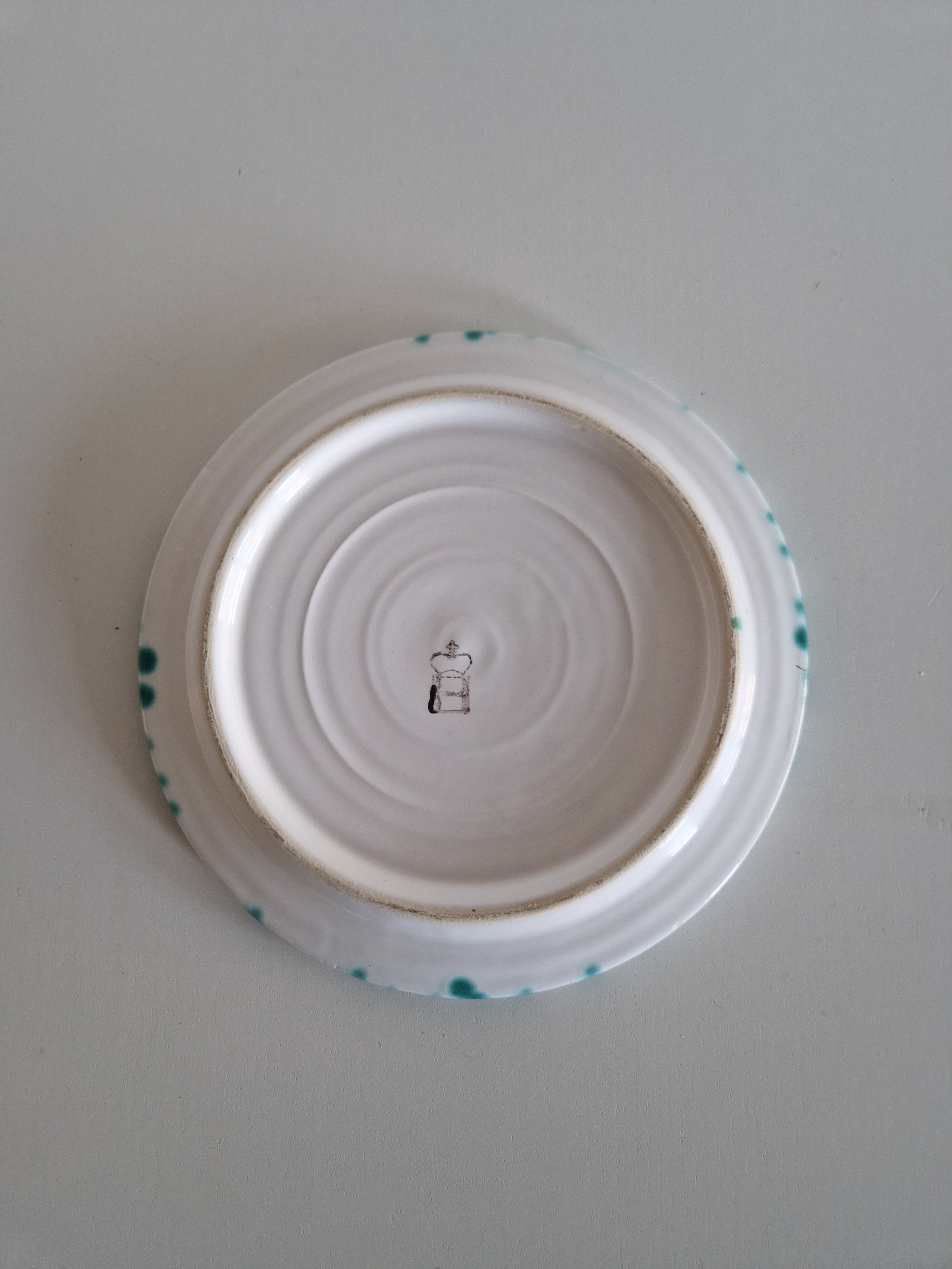 Vintage Gmundner Keramik Butter Dish | Austrian Folk Ceramics | Teal Landlinie Stripe Pattern, c. Mid-20th Century