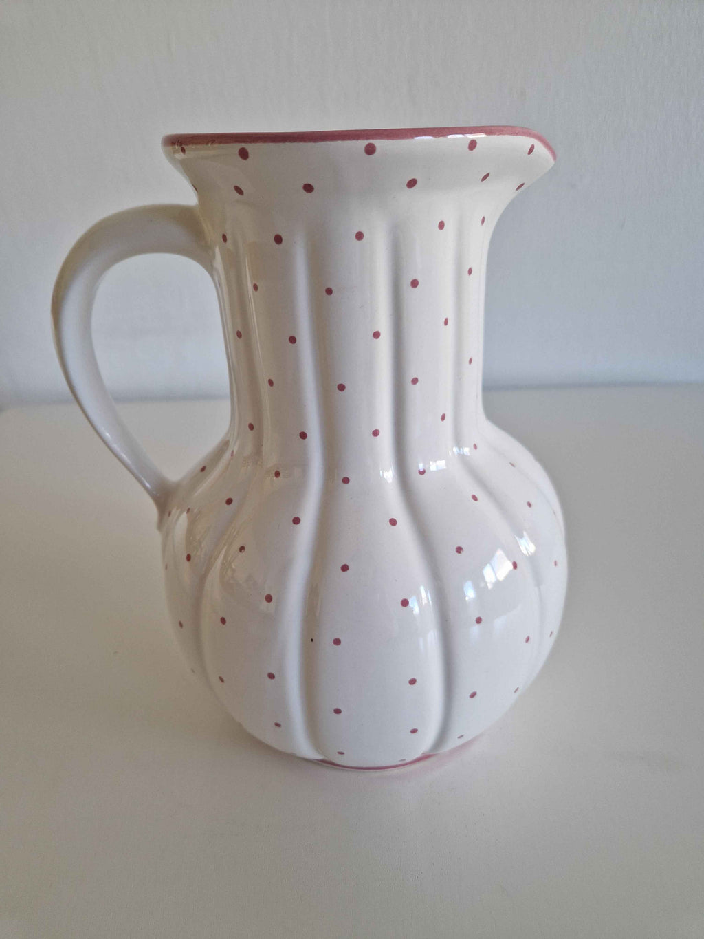Vintage Gmundner Keramik Jug - Beautiful Rotgeflammt Red Dot Pattern