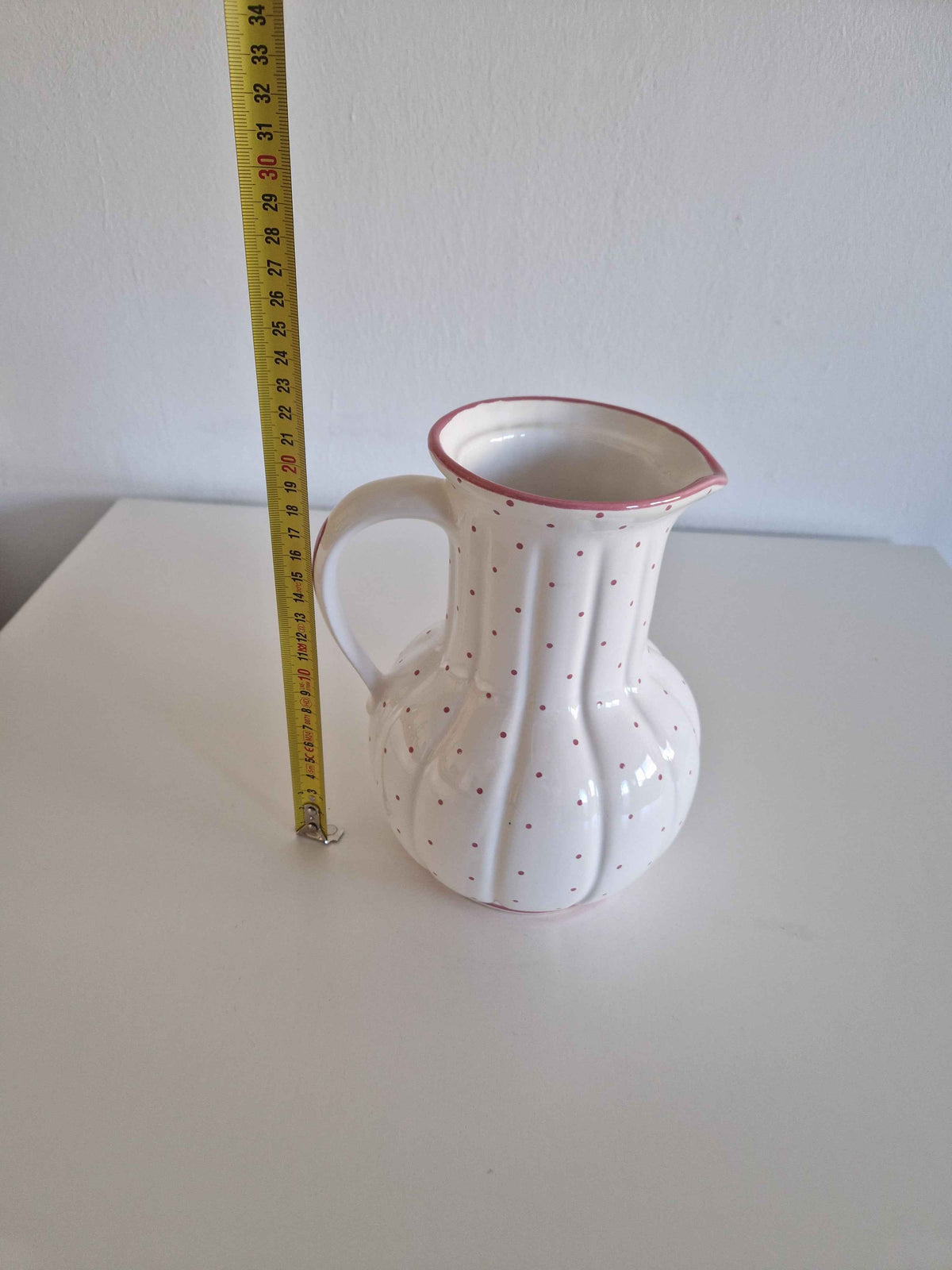 Vintage Gmundner Keramik Jug - Beautiful Rotgeflammt Red Dot Pattern