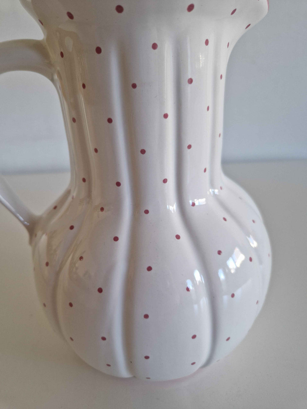 Vintage Gmundner Keramik Jug - Beautiful Rotgeflammt Red Dot Pattern