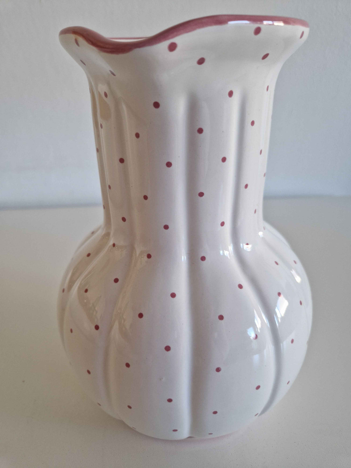 Vintage Gmundner Keramik Jug - Beautiful Rotgeflammt Red Dot Pattern
