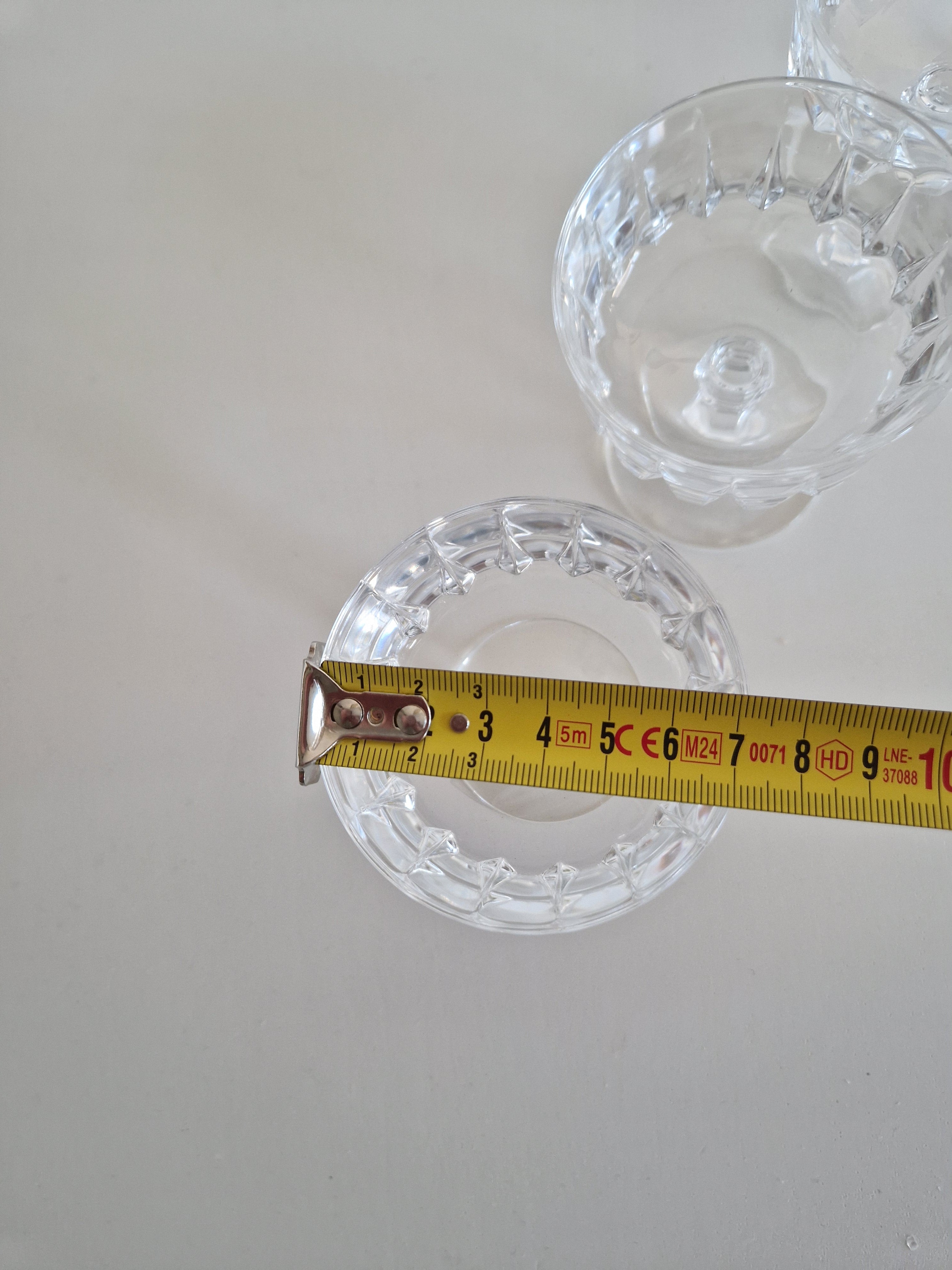 Vintage French Crystal Liqueur Coupes | Set of 6 | Block Facet Pressed Crystal | Mid-Late 20th Century
