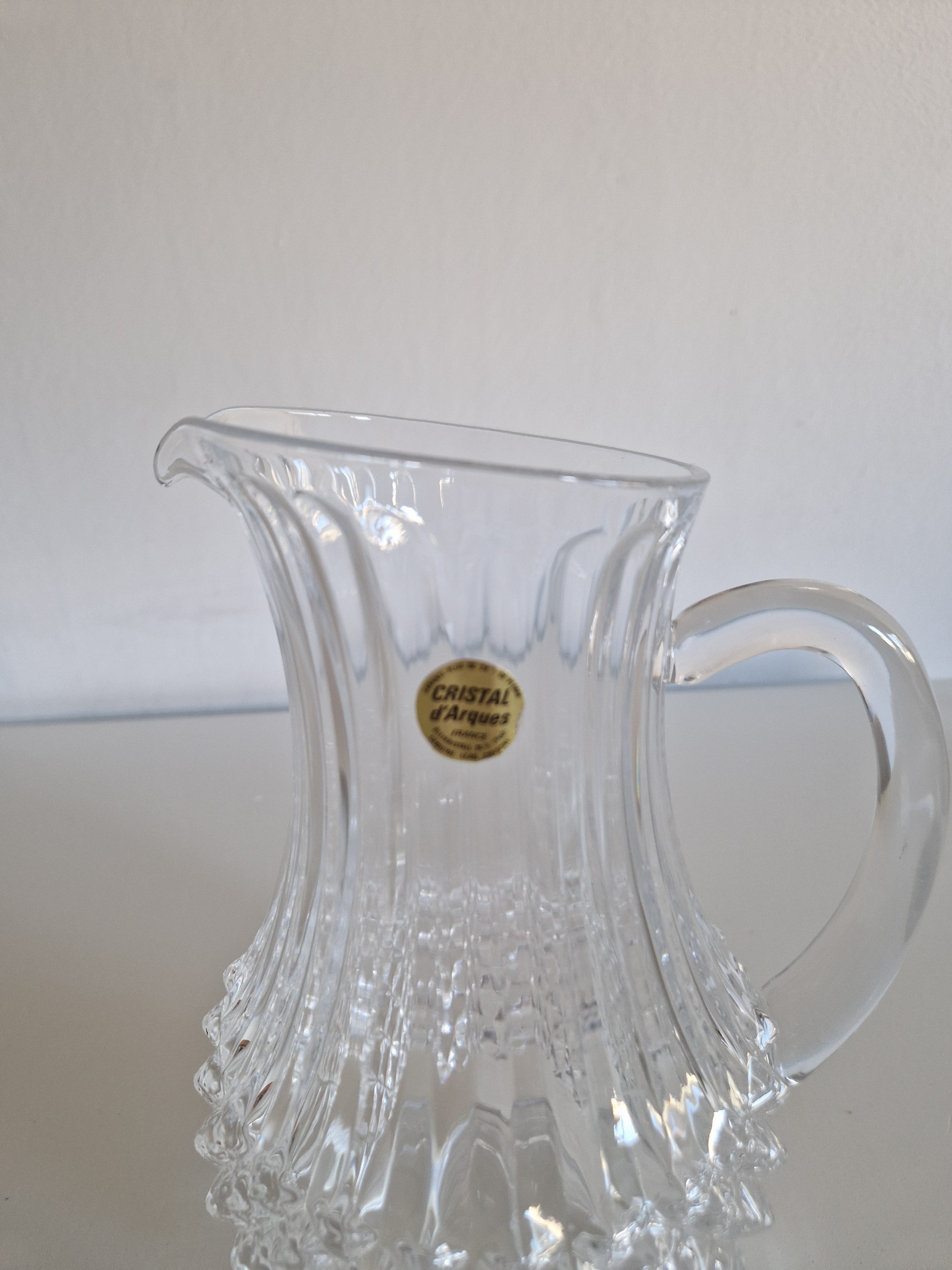 Vintage Cristal d'Arques Kristallkanne | Diamant-Noppen- & Rillenschliff | Französische Kristallkanne, ca. Mitte-Ende 20. Jahrhundert