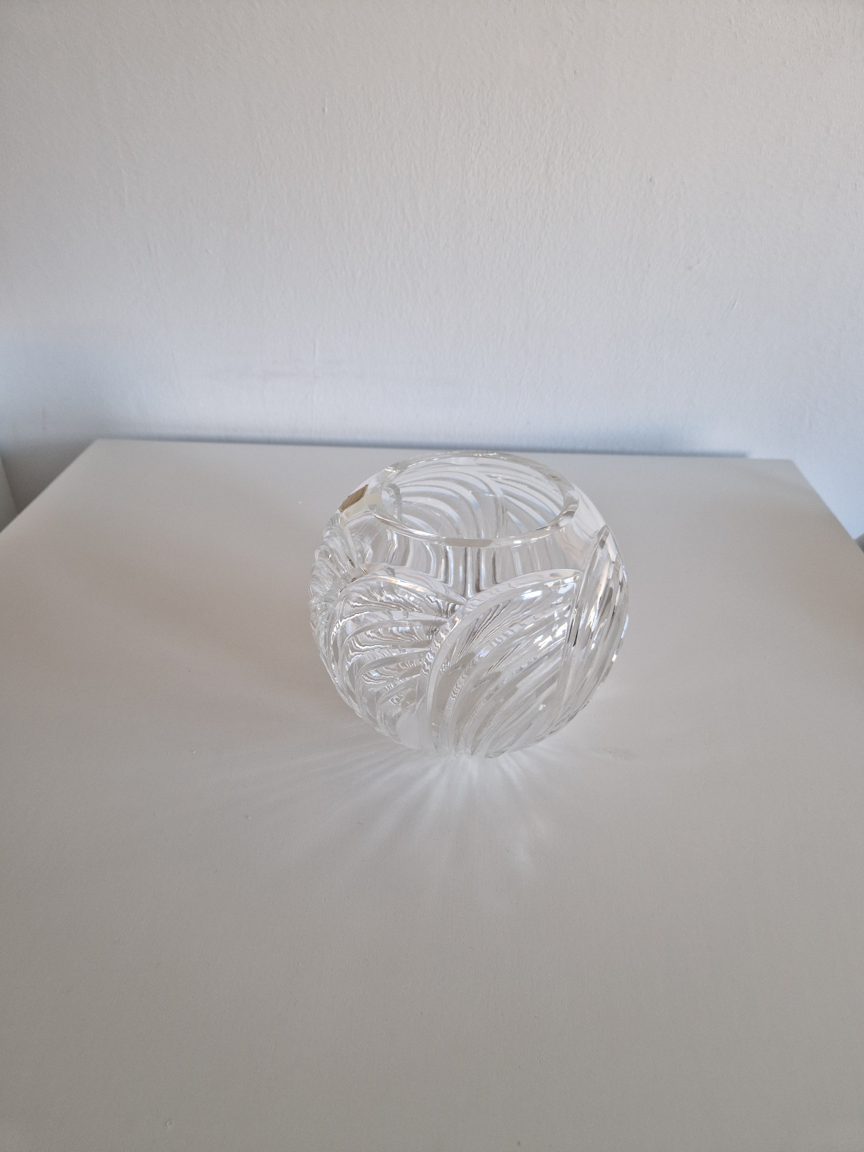 Vintage Kufstein Crystal Bowl | Hand-Cut Diagonal Swirl Feather Pattern | Tyrolean Austrian Crystal, c. Mid-Late 20th Century