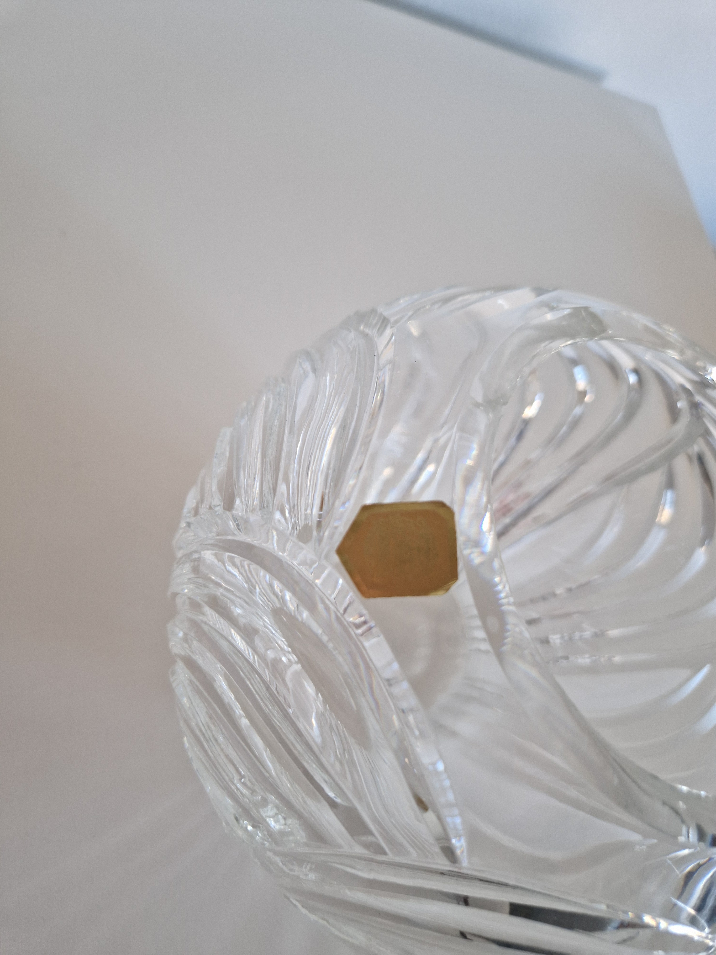 Vintage Kufstein Crystal Bowl | Hand-Cut Diagonal Swirl Feather Pattern | Tyrolean Austrian Crystal, c. Mid-Late 20th Century