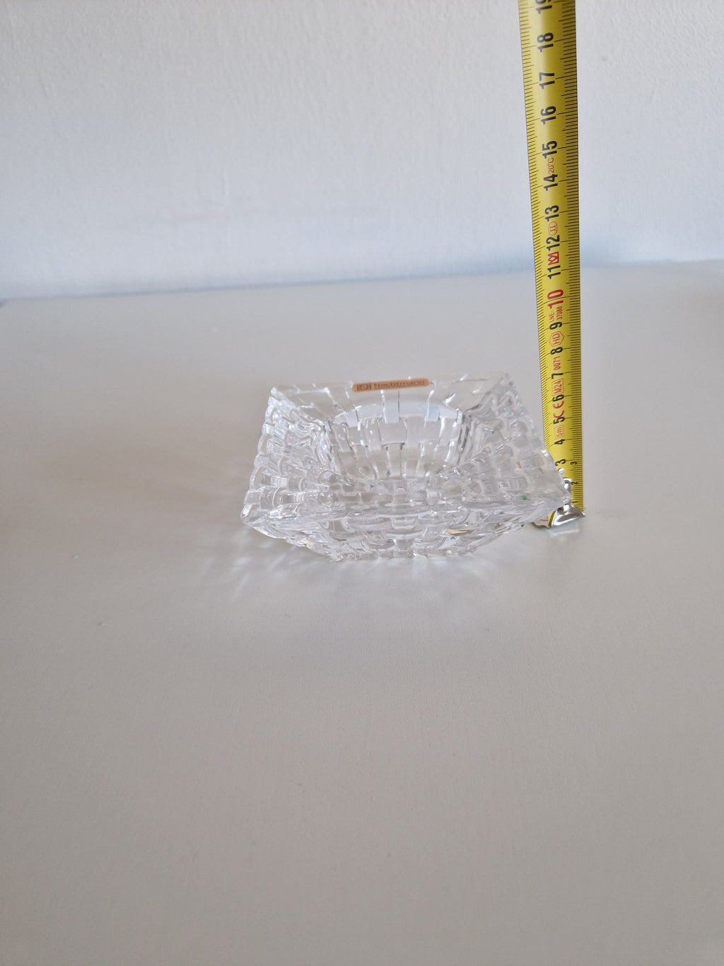 Bougeoir en cristal vintage Nachtmann | Photophore carré motif panier tressé | Verrerie Riedel, Allemagne, fin du XXe siècle