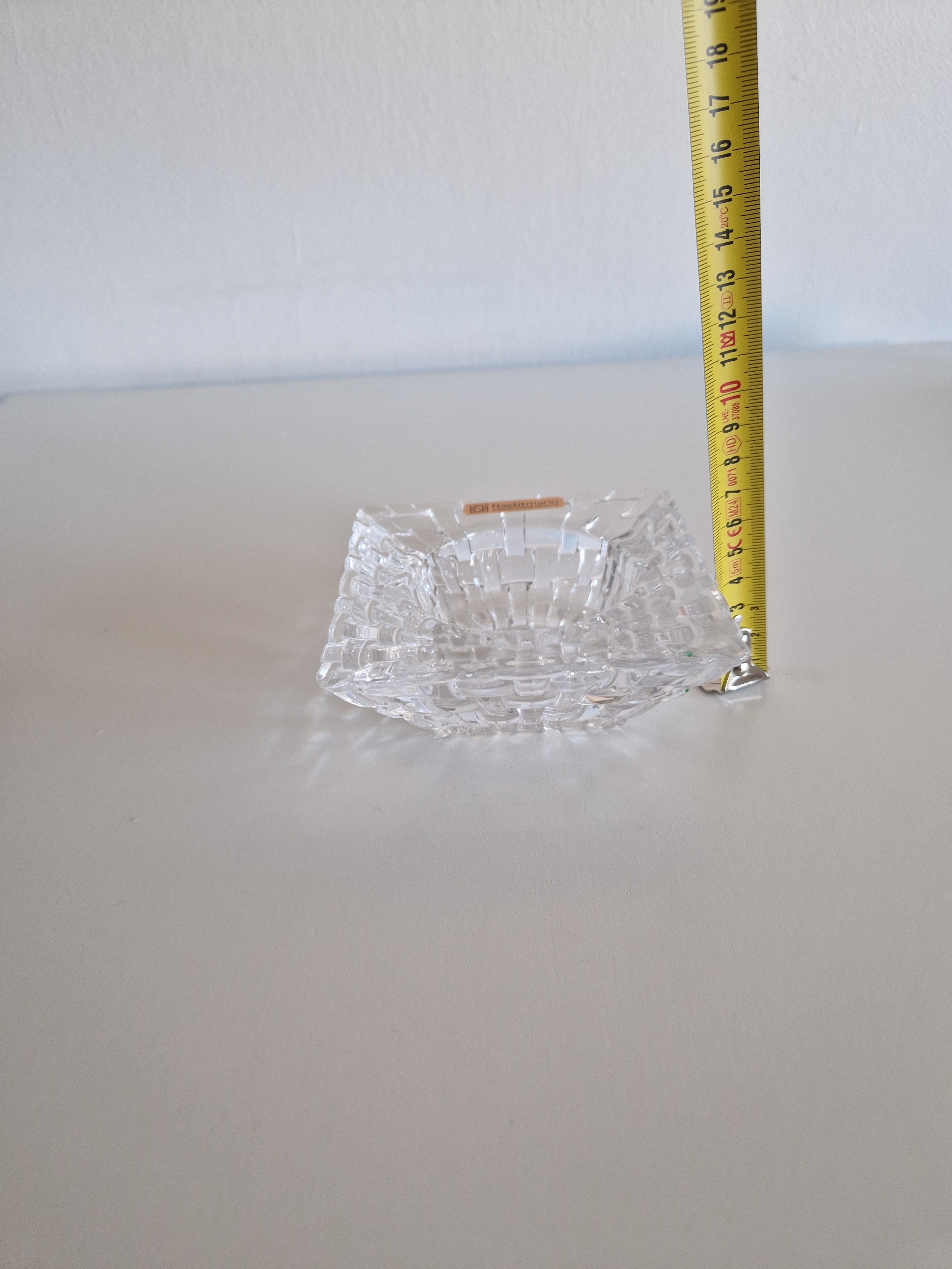 Vintage Nachtmann Crystal Candle Holder | Basket Weave Square Votive | Riedel Glassworks, Germany, c. Late 20th Century