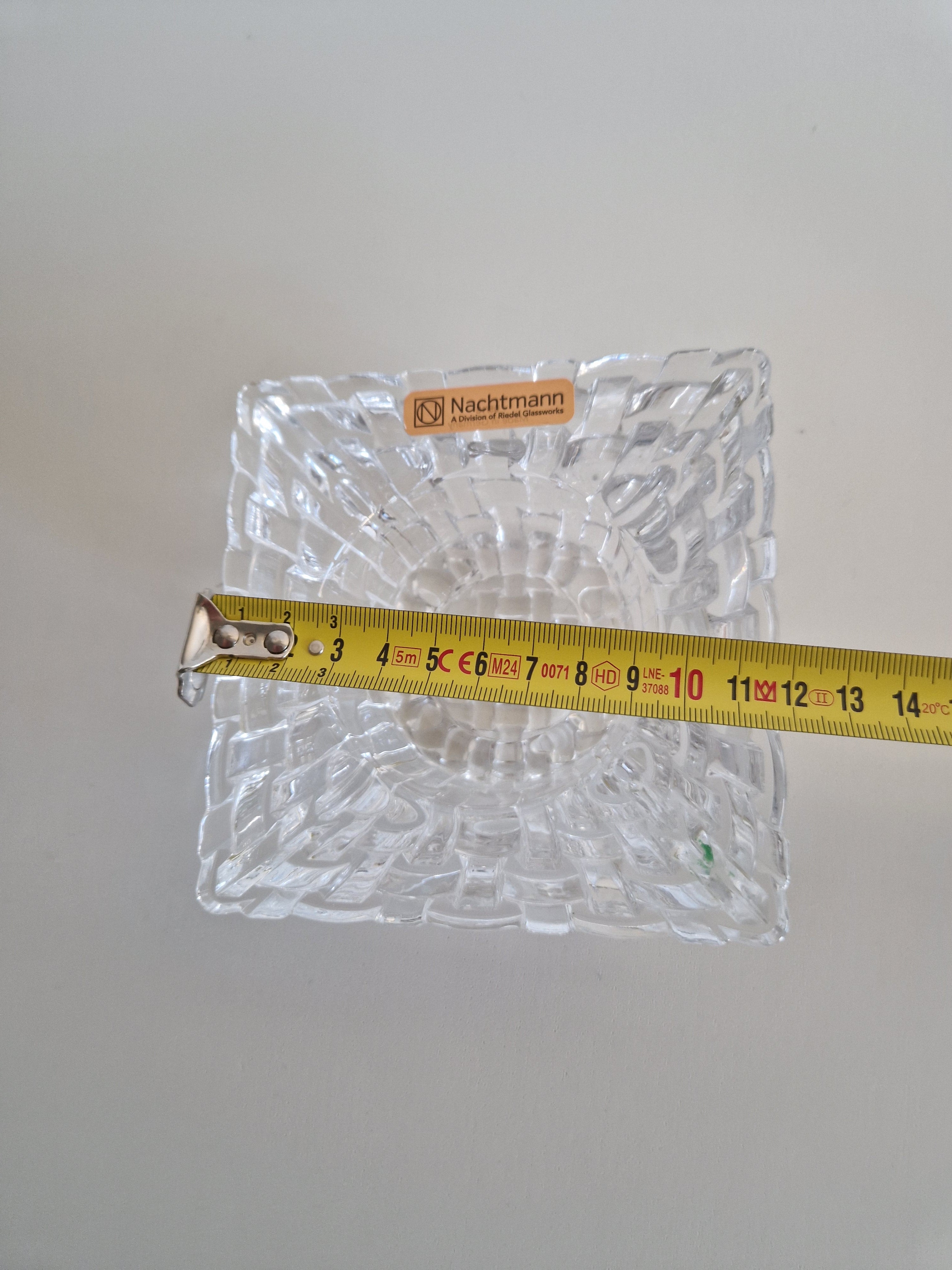 Vintage Nachtmann Crystal Candle Holder | Basket Weave Square Votive | Riedel Glassworks, Germany, c. Late 20th Century