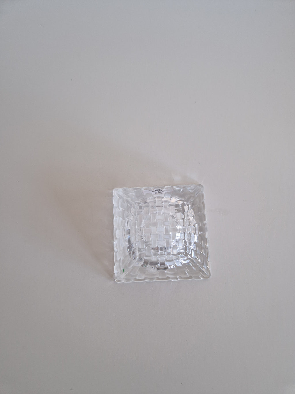 Bougeoir en cristal vintage Nachtmann | Photophore carré motif panier tressé | Verrerie Riedel, Allemagne, fin du XXe siècle