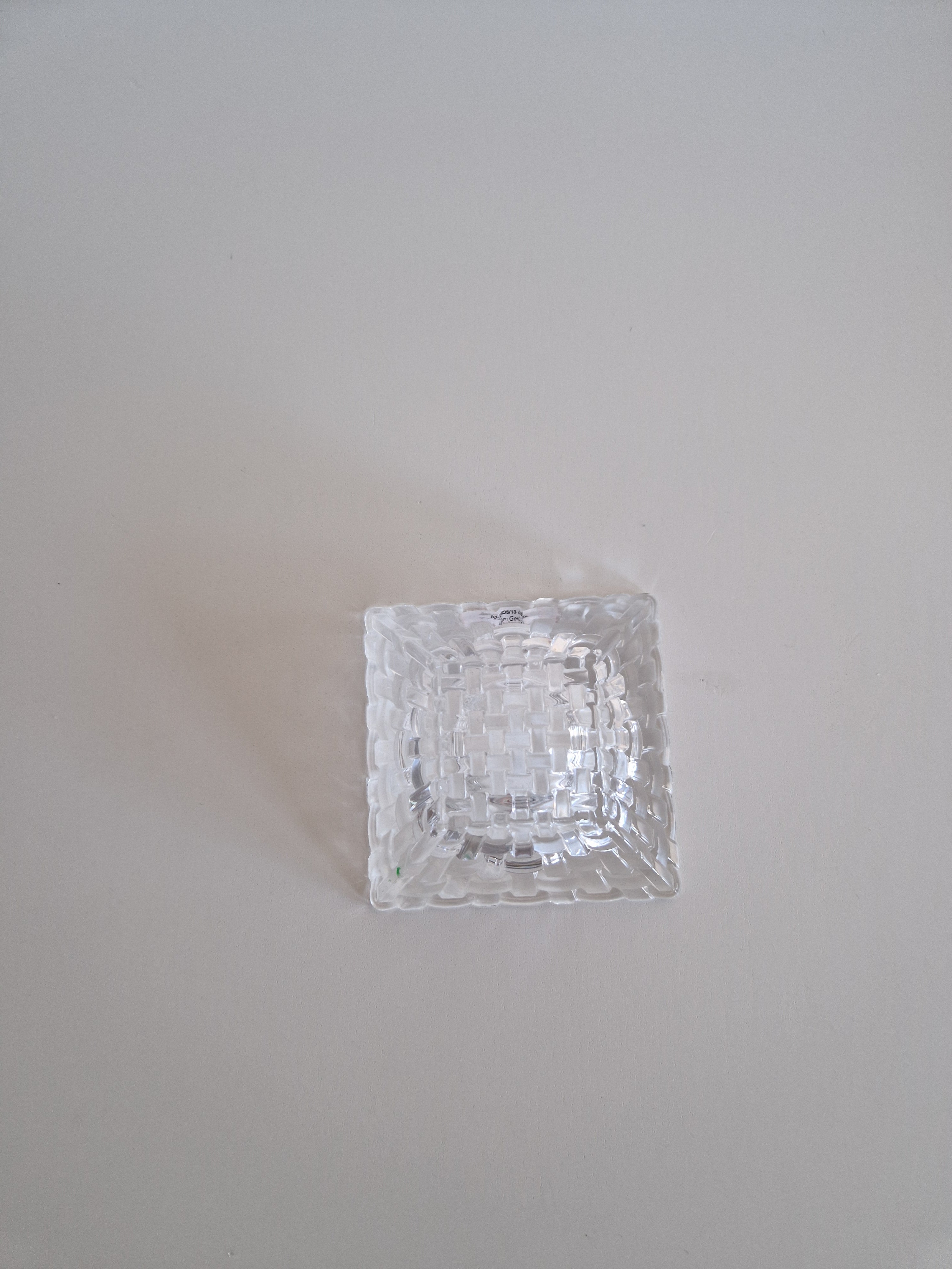 Bougeoir en cristal vintage Nachtmann | Photophore carré motif panier tressé | Verrerie Riedel, Allemagne, fin du XXe siècle