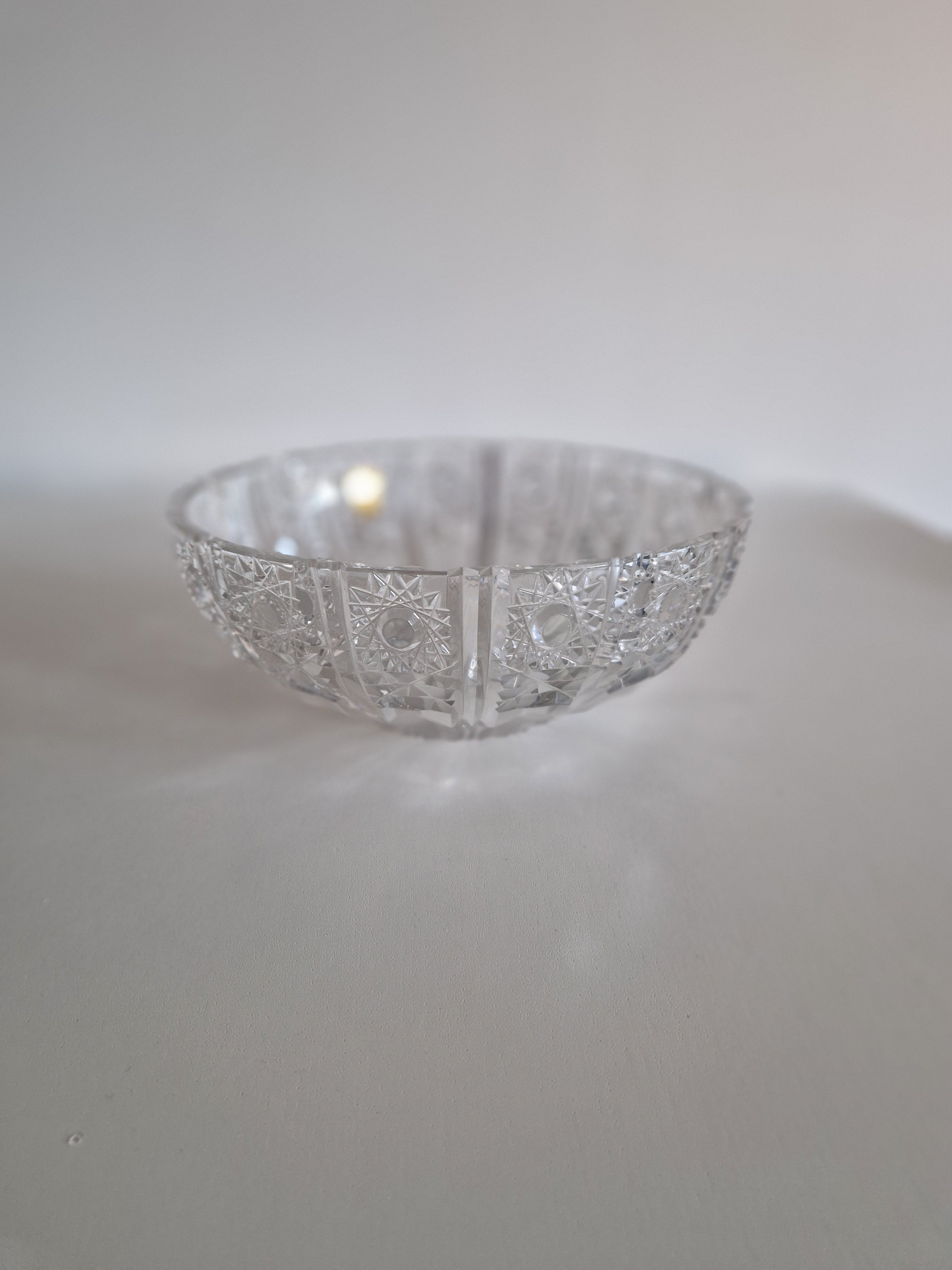 Vintage Austrian Hand-Cut Lead Crystal Bowl | 24% Bleiglas | Brilliant Star & Fan Pattern, c. Mid-Late 20th Century
