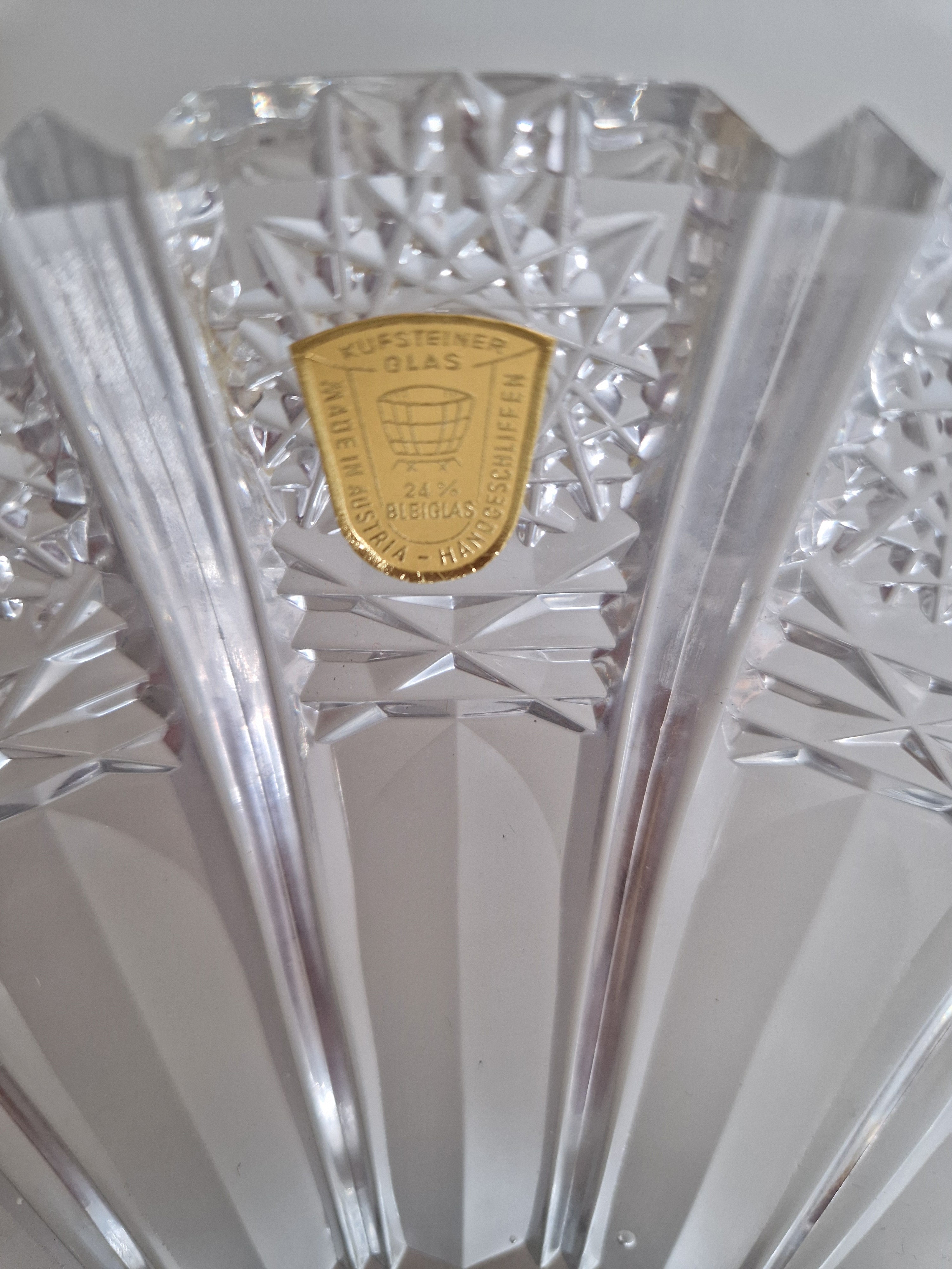 Vintage Austrian Hand-Cut Lead Crystal Bowl | 24% Bleiglas | Brilliant Star & Fan Pattern, c. Mid-Late 20th Century