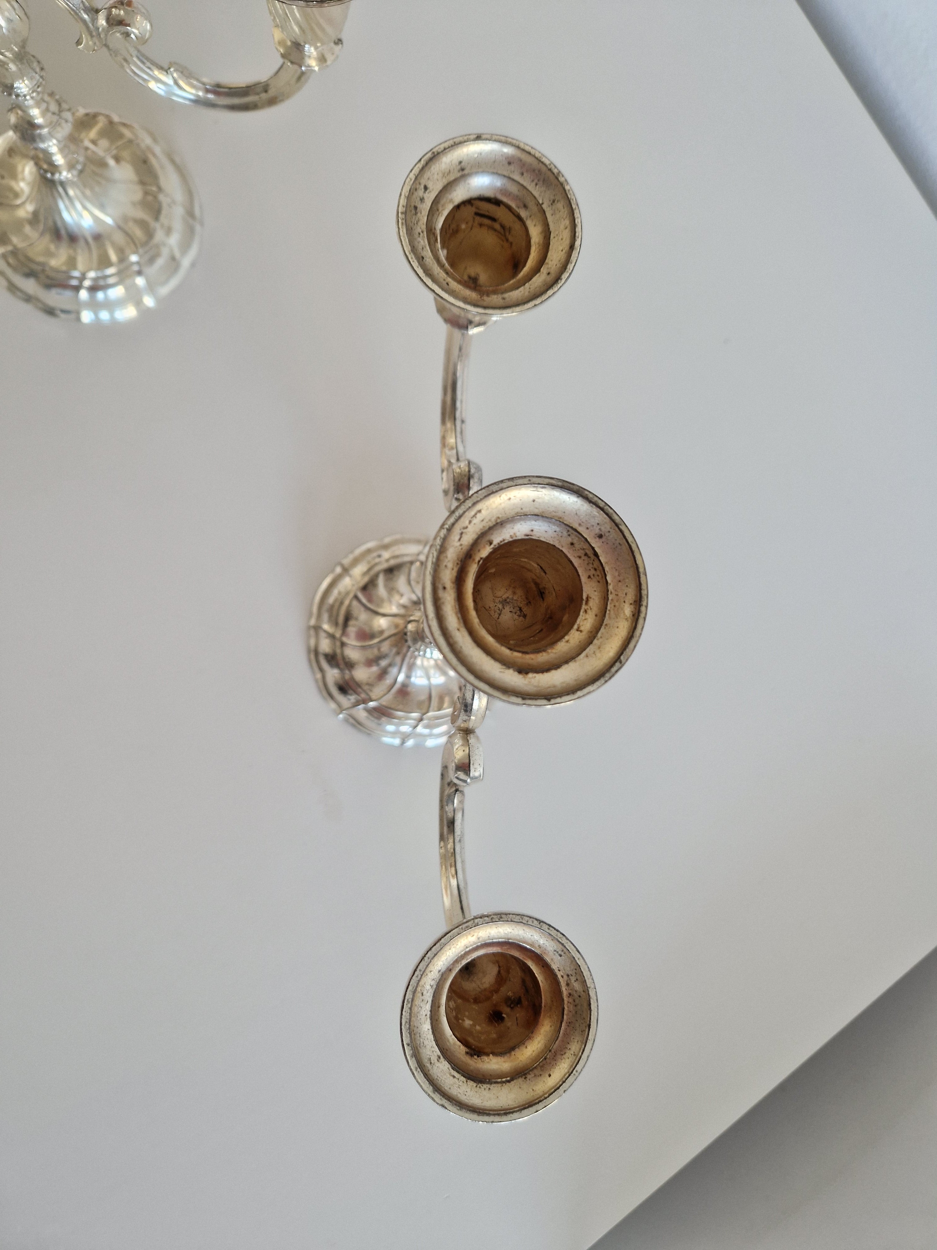 Matched Pair of Vintage Silver-Plated 3-Arm Candelabra – Baroque Style