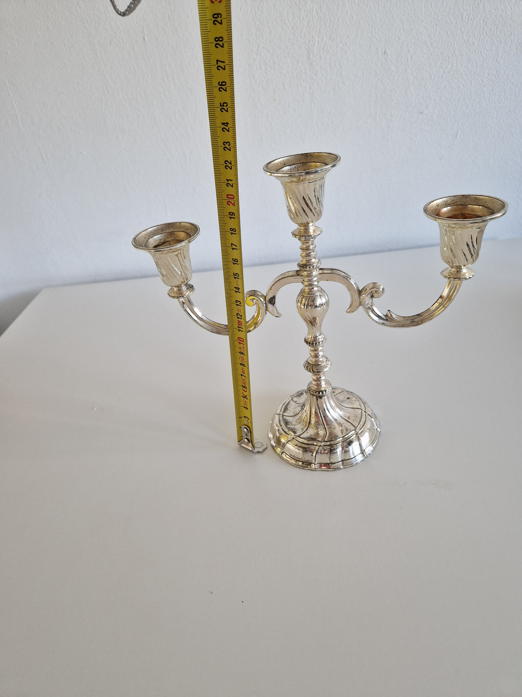 Matched Pair of Vintage Silver-Plated 3-Arm Candelabra – Baroque Style