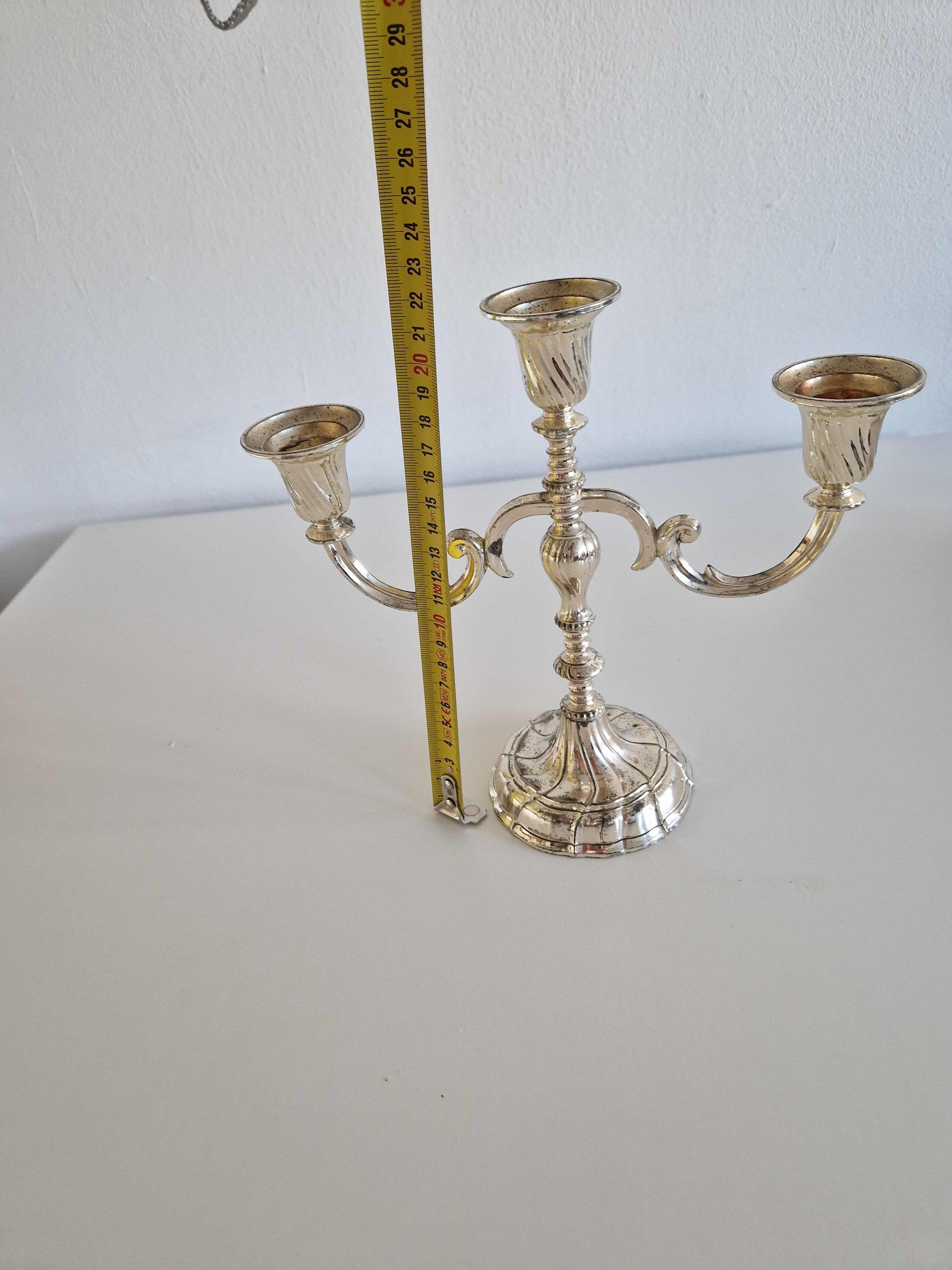 Matched Pair of Vintage Silver-Plated 3-Arm Candelabra – Baroque Style