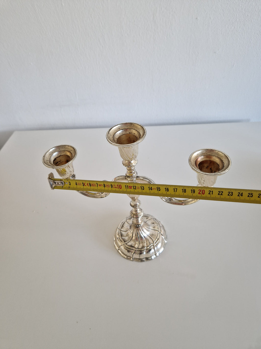 Matched Pair of Vintage Silver-Plated 3-Arm Candelabra – Baroque Style