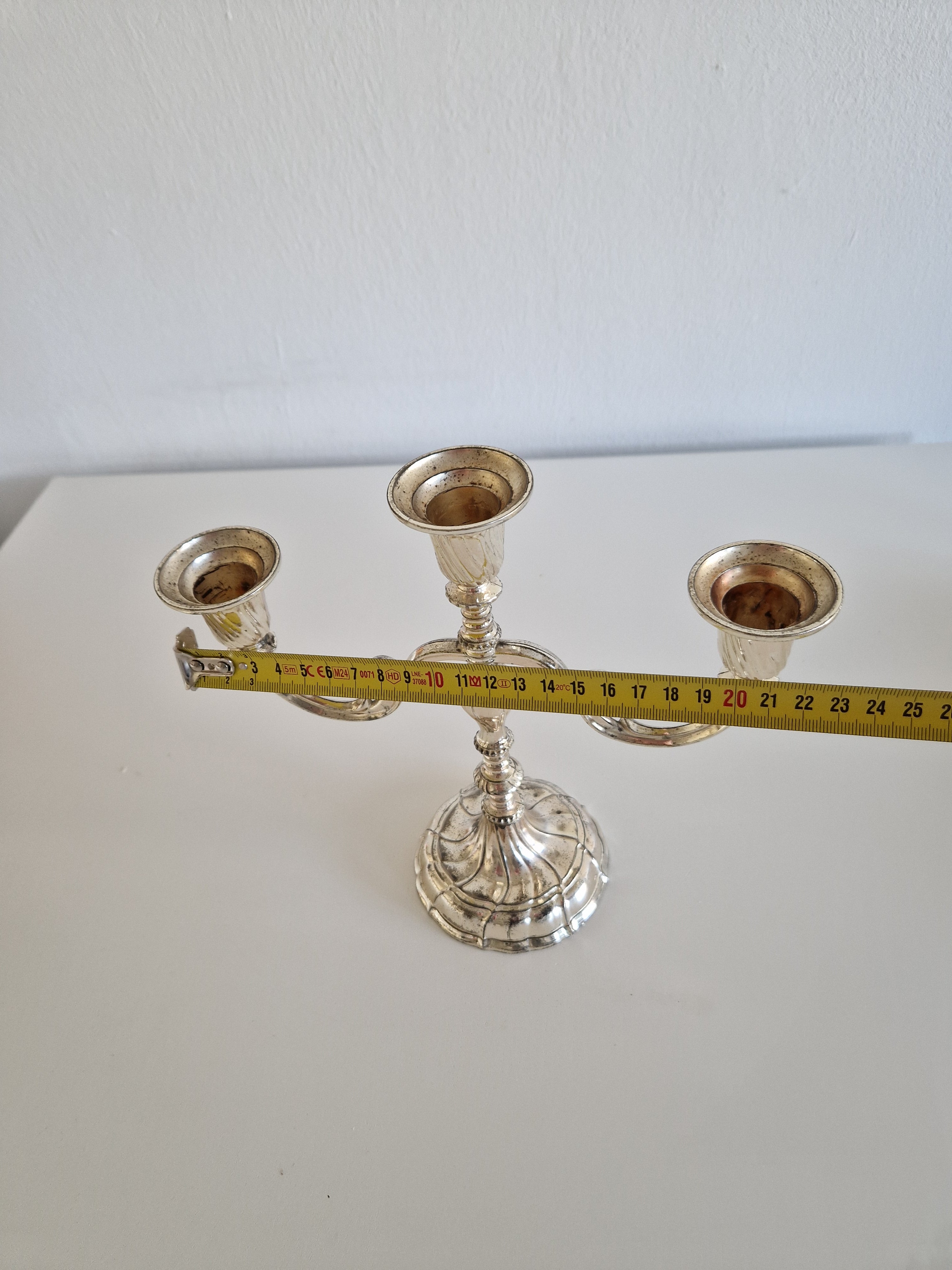 Matched Pair of Vintage Silver-Plated 3-Arm Candelabra – Baroque Style