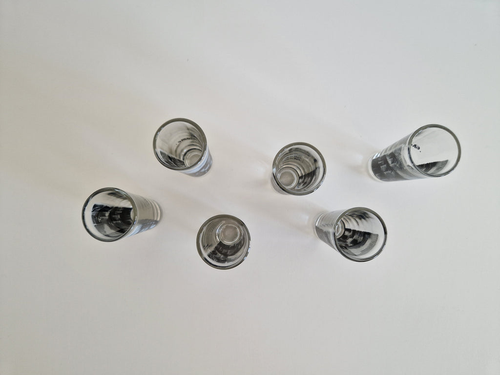 Lot de 6 verres à shot vintage Roma — Imprimé Colisée, Cerve Italie