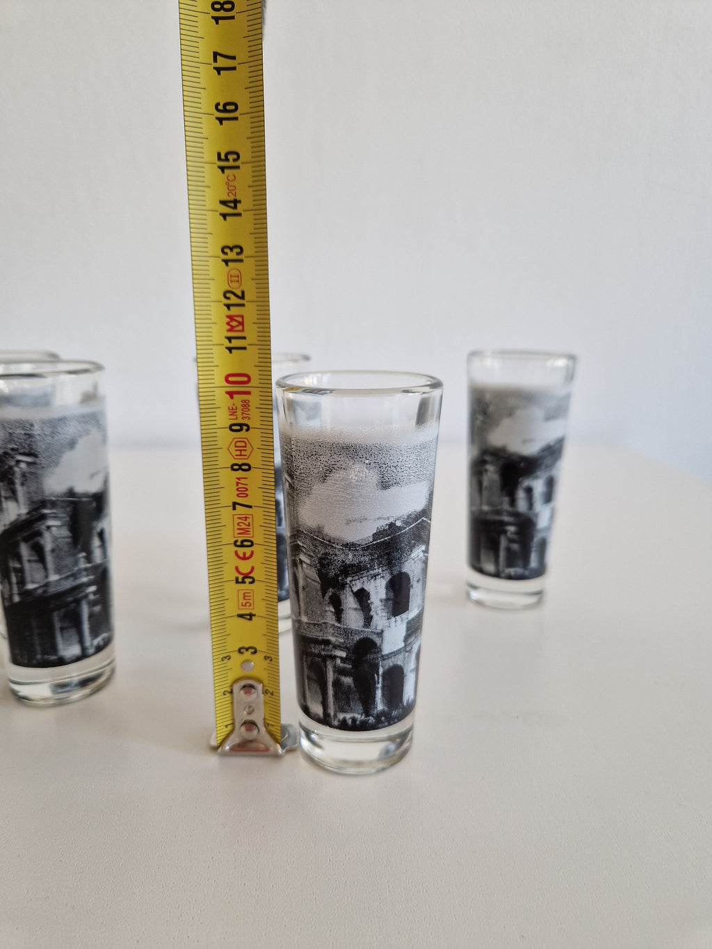 Lot de 6 verres à shot vintage Roma — Imprimé Colisée, Cerve Italie