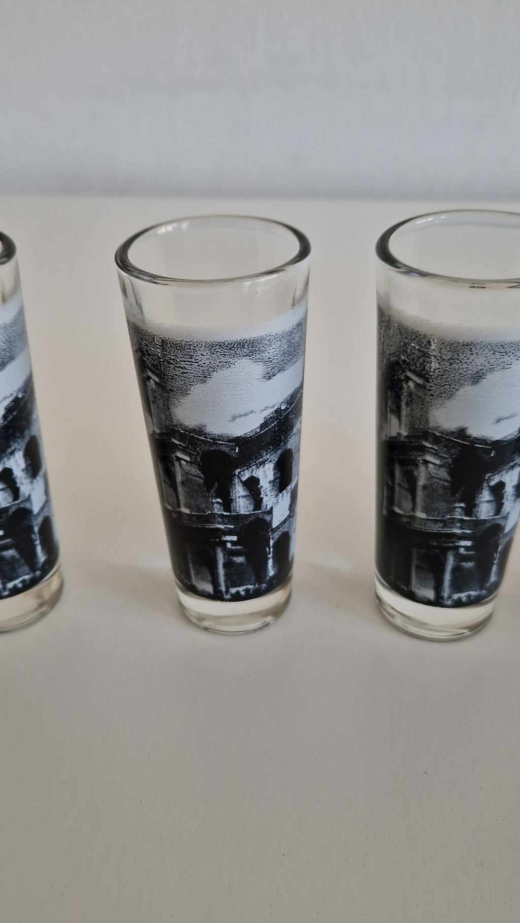 Lot de 6 verres à shot vintage Roma — Imprimé Colisée, Cerve Italie