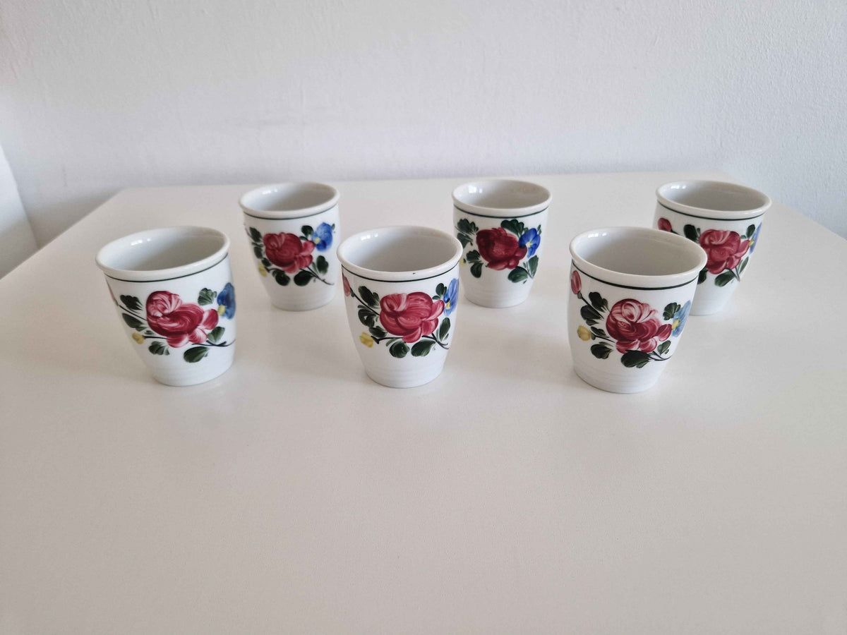 Authentic Vintage Porcelain Schnapps Cups Set – Hand-Painted Lilien Porzellan from Austria