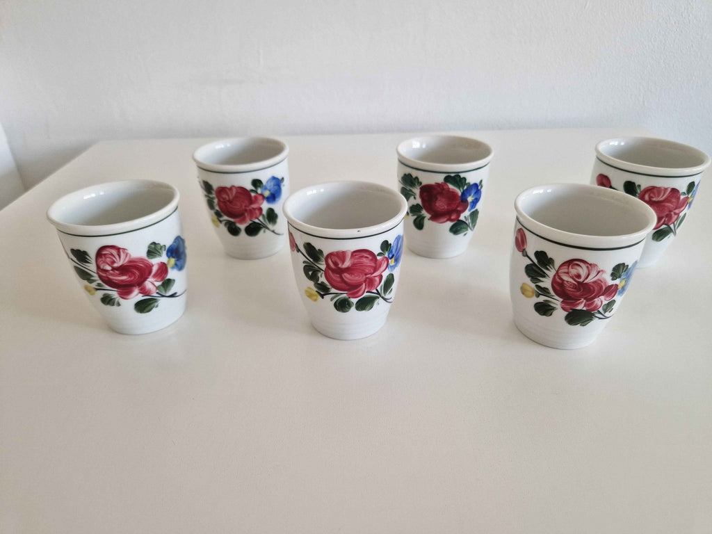 Authentic Vintage Porcelain Schnapps Cups Set – Hand-Painted Lilien Porzellan from Austria