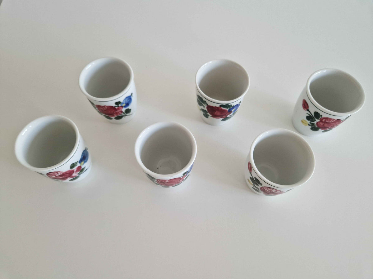 Authentic Vintage Porcelain Schnapps Cups Set – Hand-Painted Lilien Porzellan from Austria