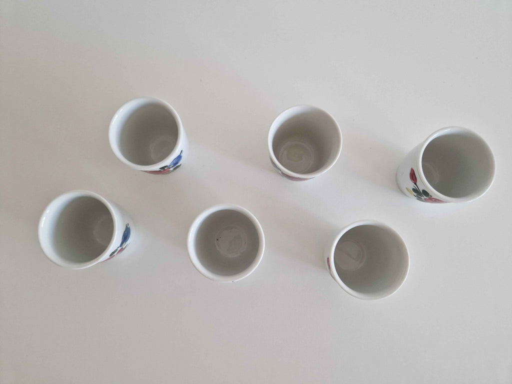 Authentic Vintage Porcelain Schnapps Cups Set – Hand-Painted Lilien Porzellan from Austria