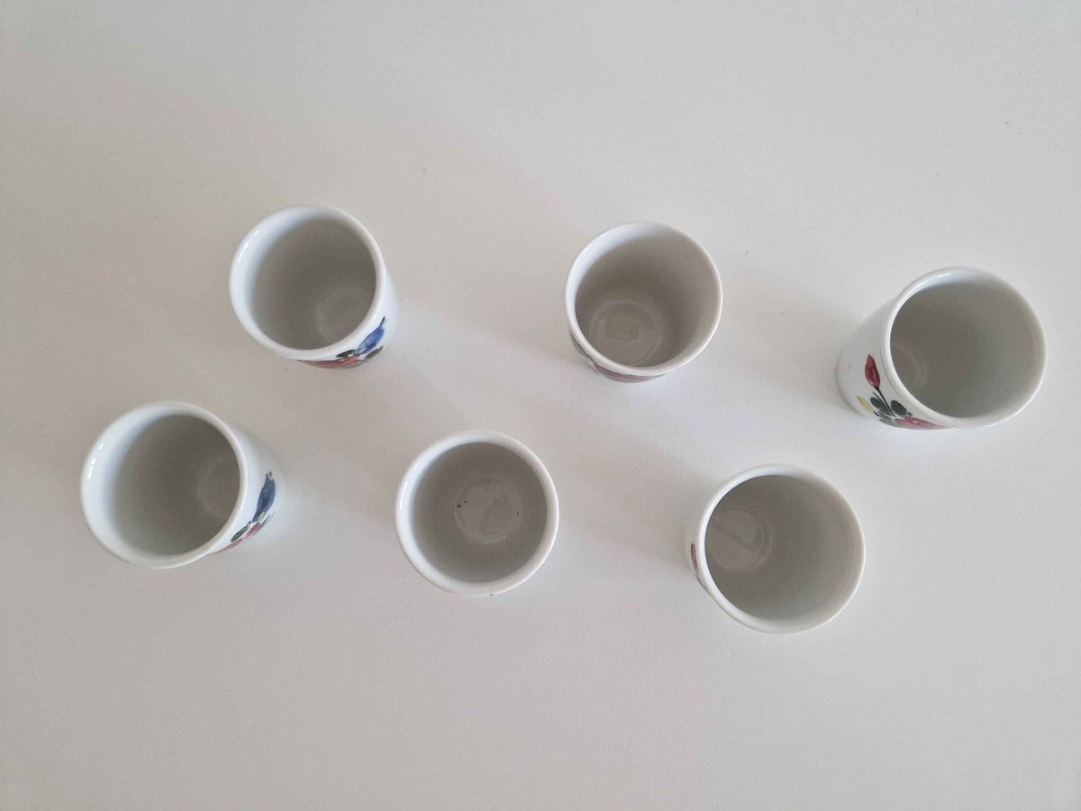 Authentic Vintage Porcelain Schnapps Cups Set – Hand-Painted Lilien Porzellan from Austria