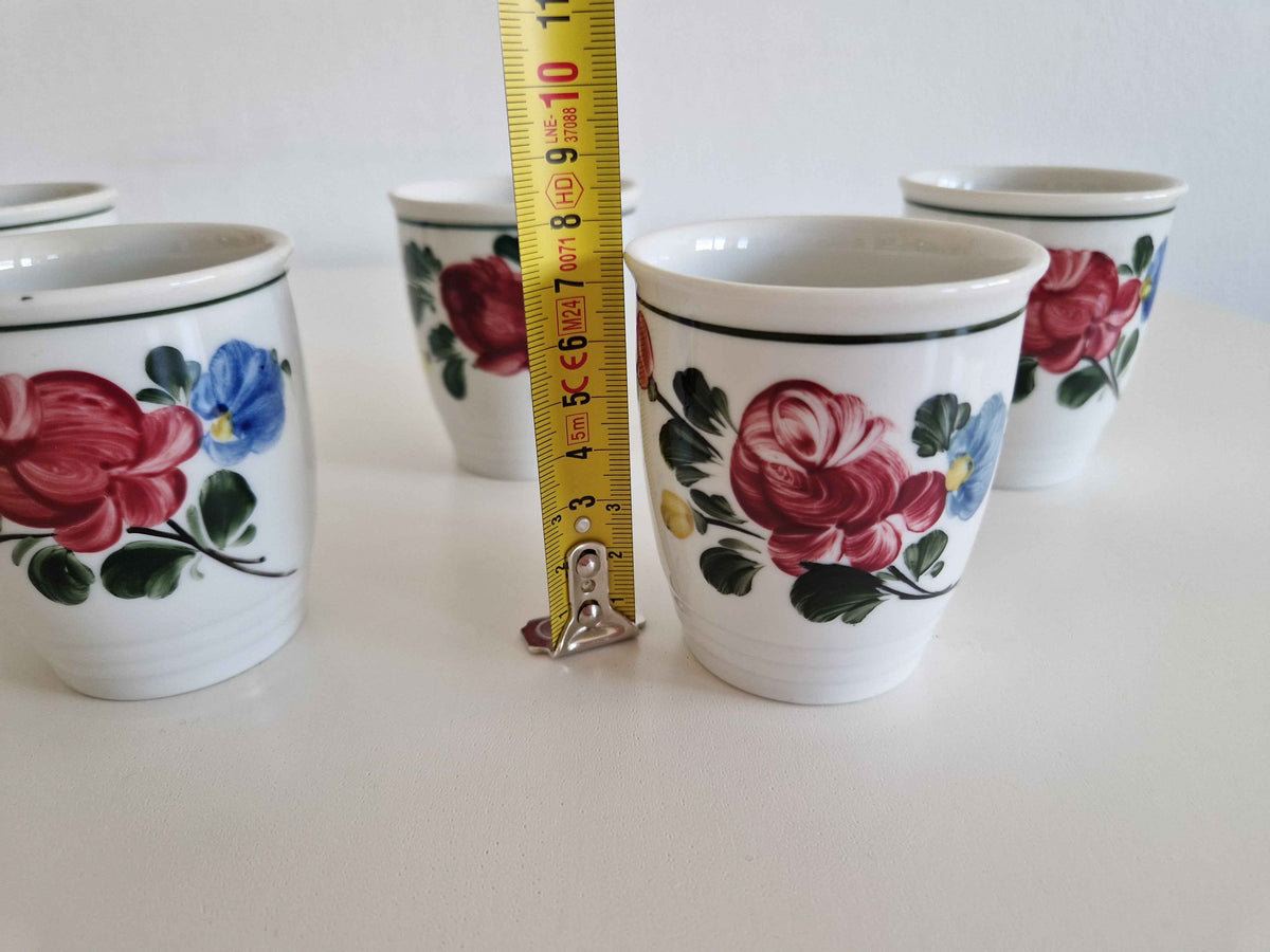 Authentic Vintage Porcelain Schnapps Cups Set – Hand-Painted Lilien Porzellan from Austria