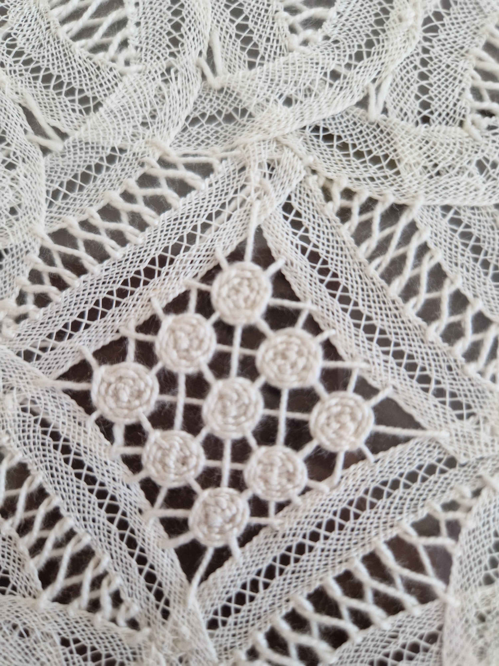 Elegant Antique Bobbin Lace Art - Vintage Framed Floral Doily with Walnut Frame